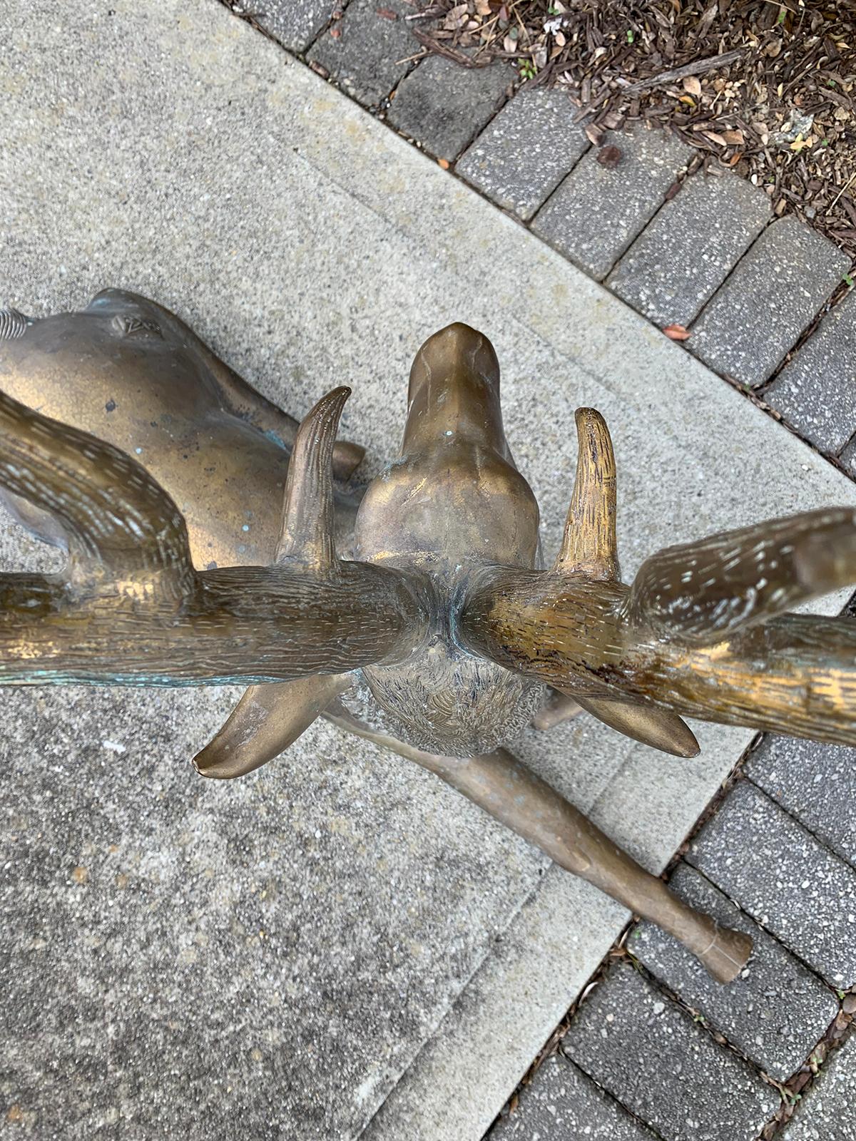 Large Mid-20th Century Brass Recumbent Deer Sculpture, circa 1970s 14