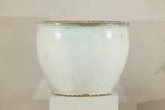 Large Mid-20th Century Chinese Crackle-Glazed Ceramic Planter in Soft White