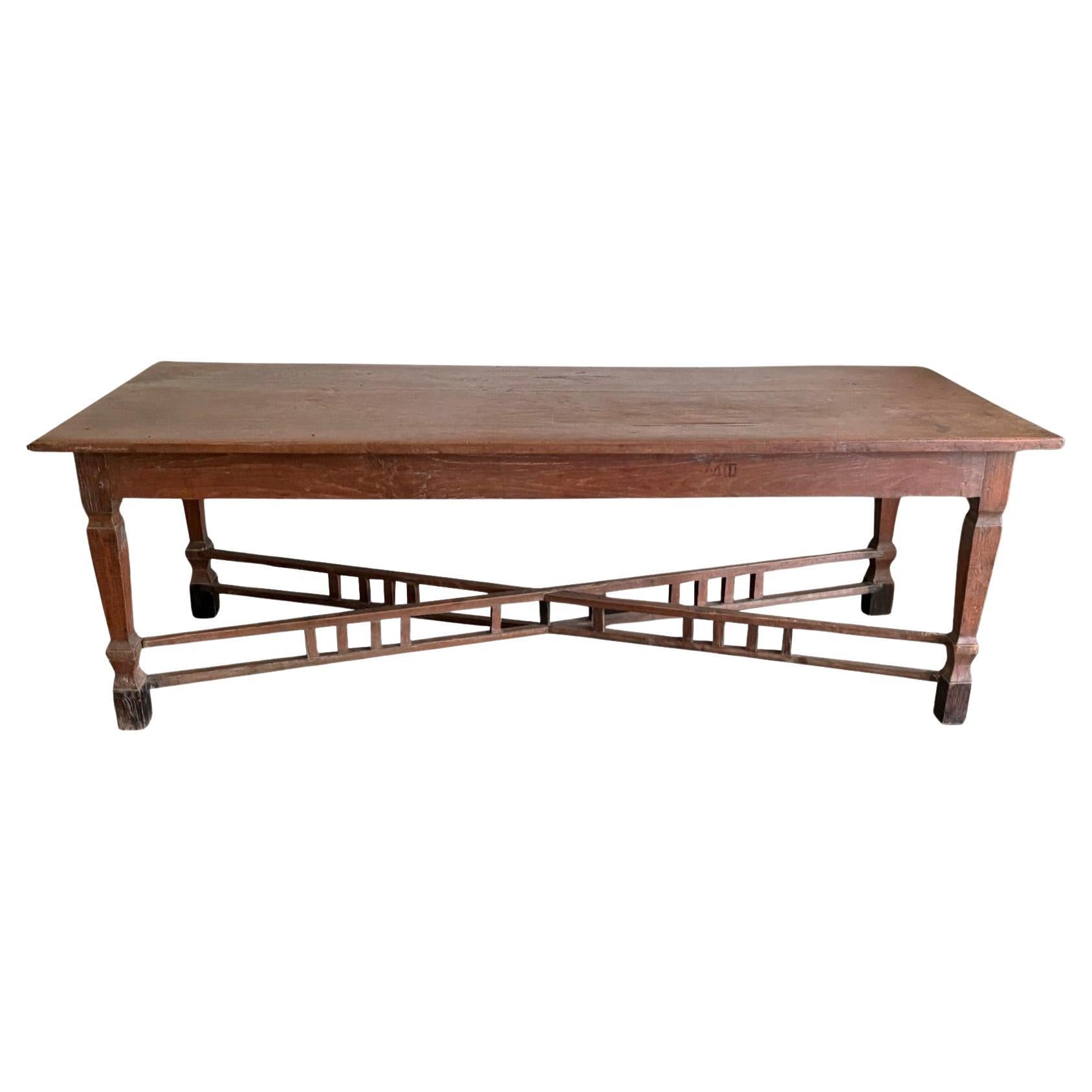 Large Mid 20th Century Colonial Teak Wood Table from Java, Indonesia