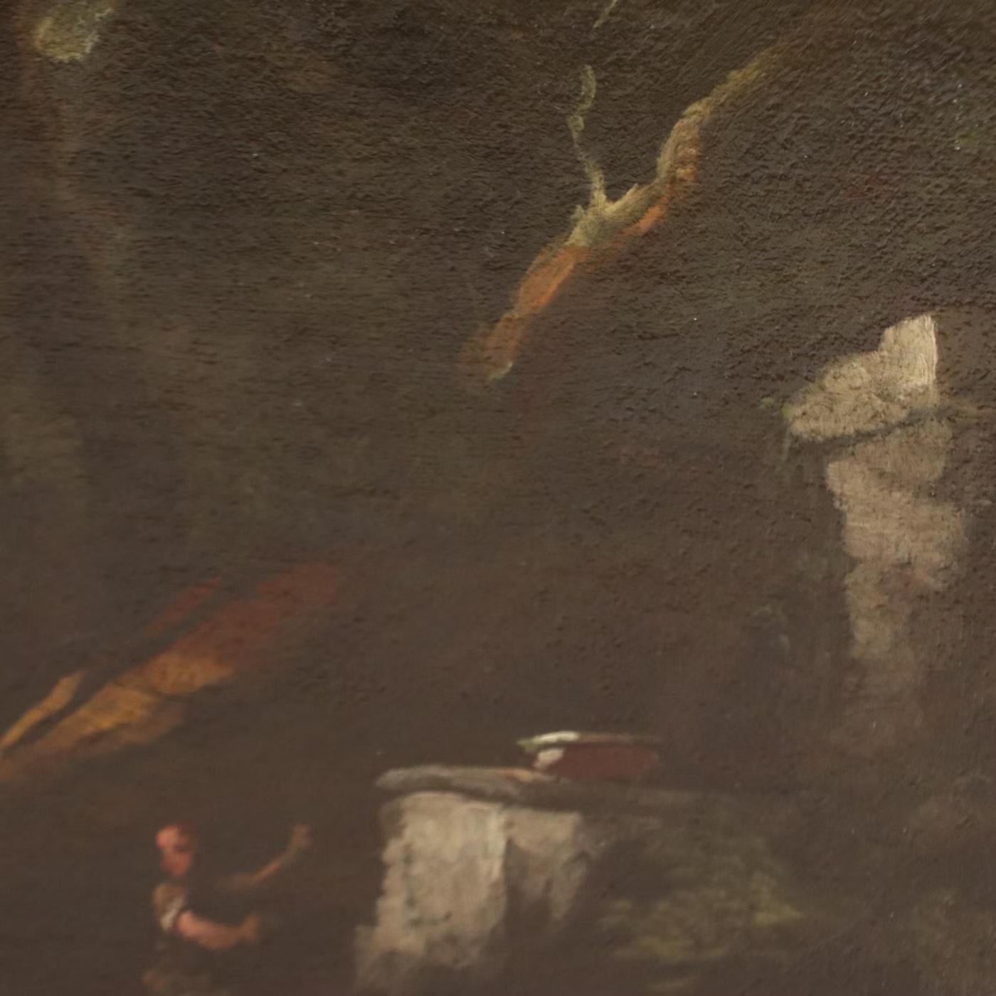 Large Mid-20th Century European Romantic Landscape Painting, Oil on Canvas For Sale 6