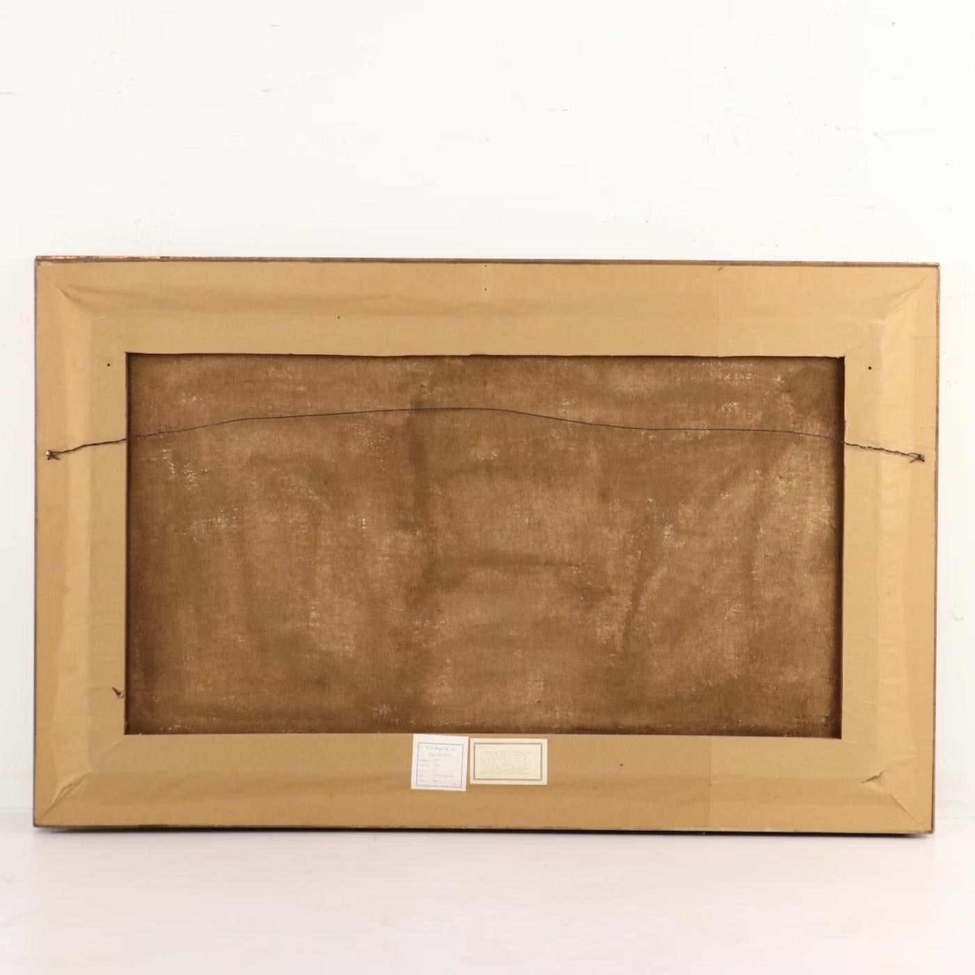 Large Mid-20th Century European Romantic Landscape Painting, Oil on Canvas For Sale 9