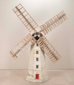 Large Mid-20th Century Folk Art Model Windmill