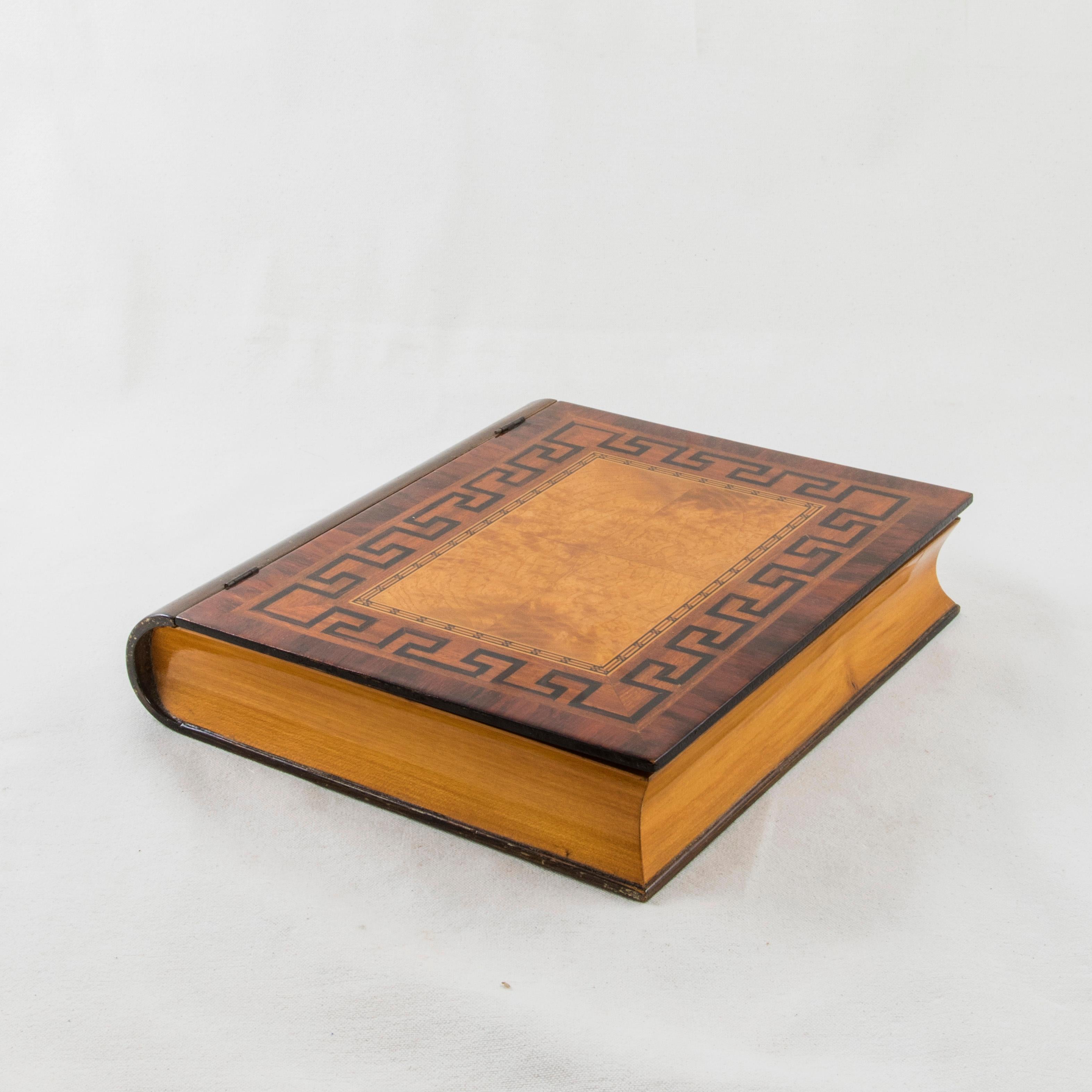 Ebonized Large Mid-20th Century French Marquetry Box in the Shape of a Book