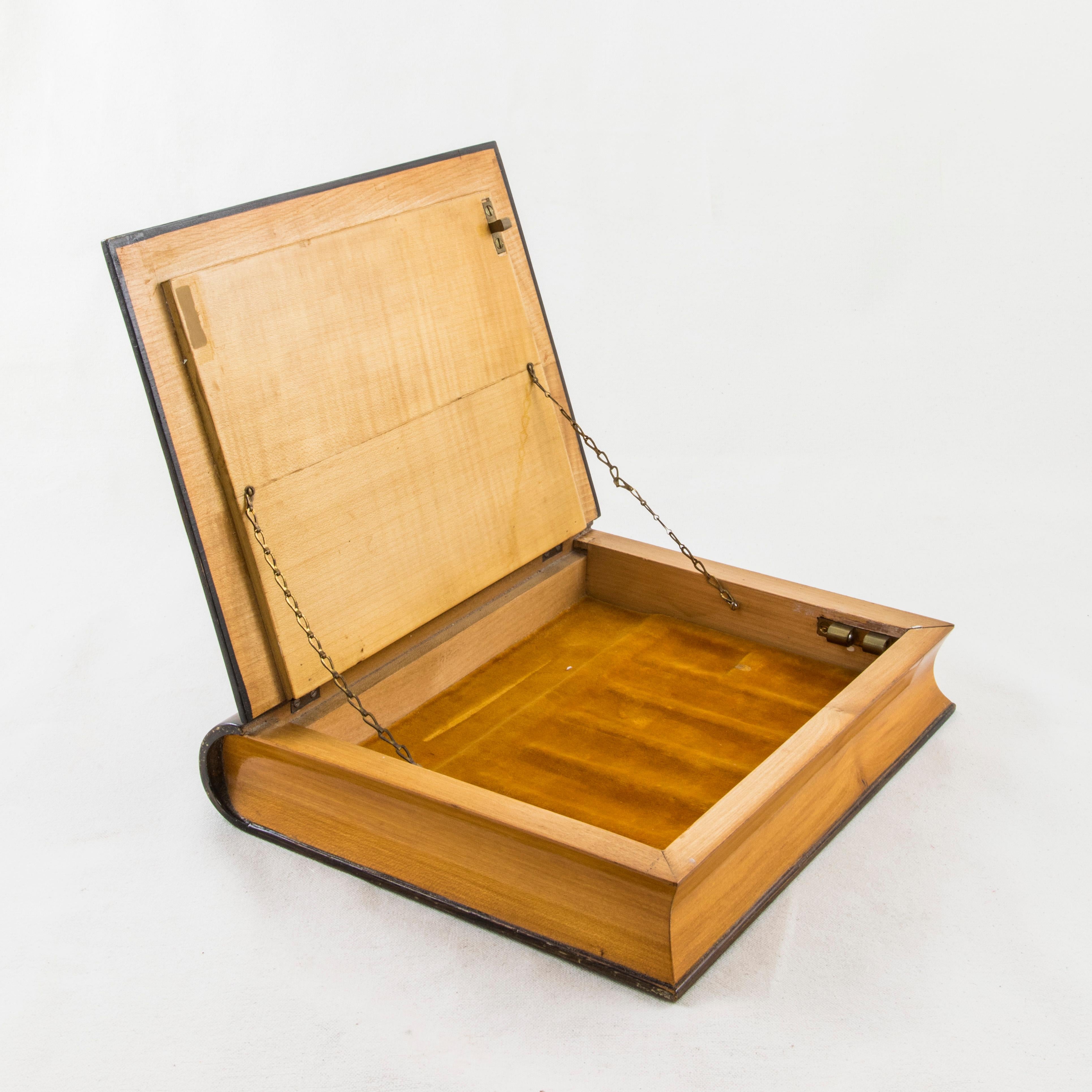 Fruitwood Large Mid-20th Century French Marquetry Box in the Shape of a Book