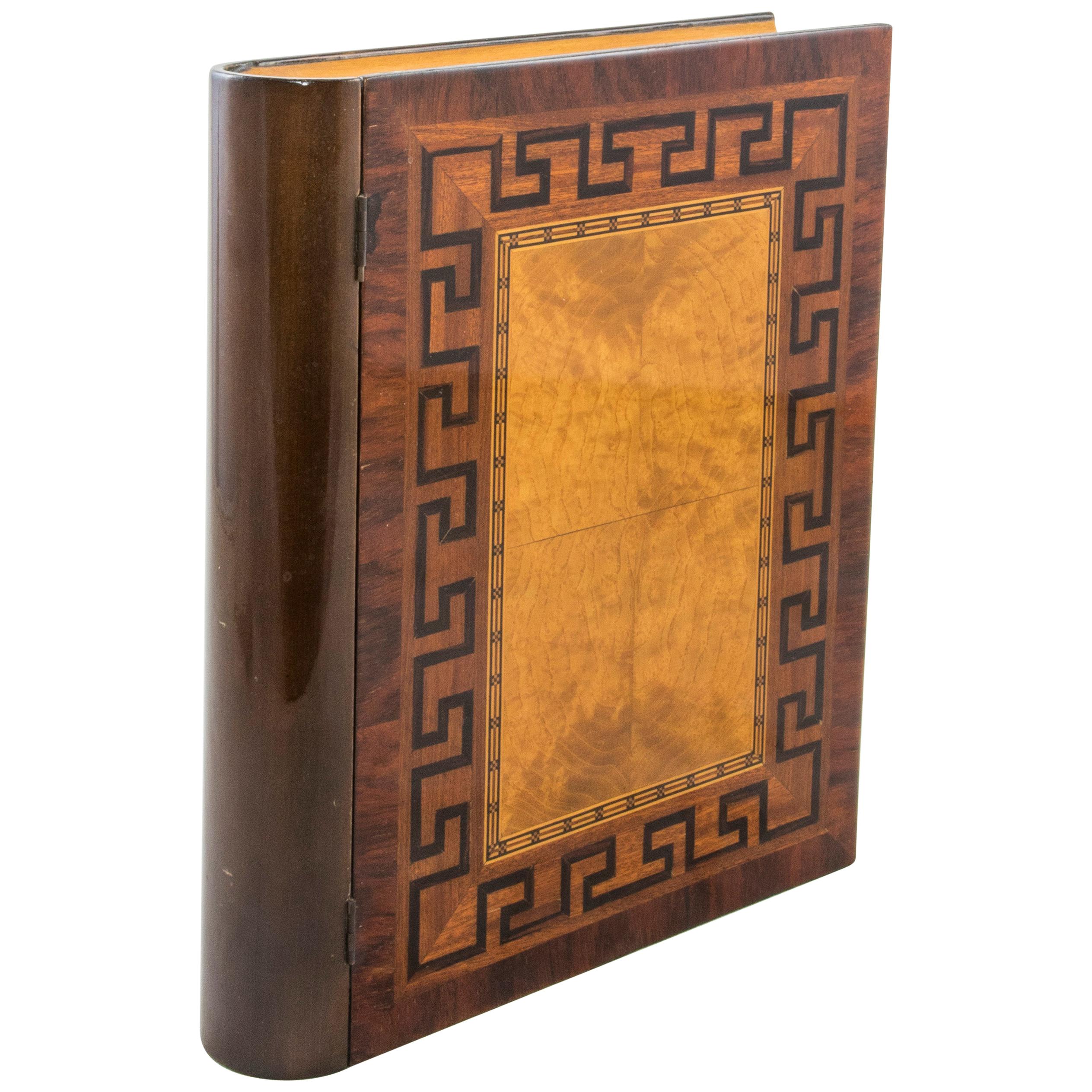 Large Mid-20th Century French Marquetry Box in the Shape of a Book