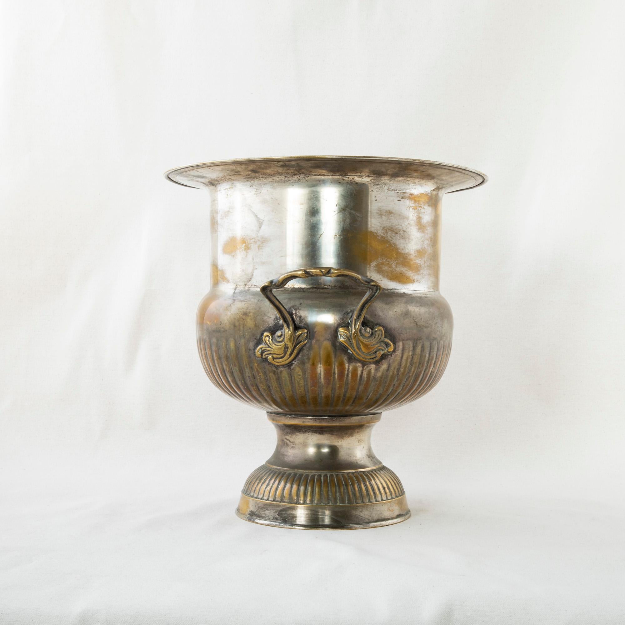 Mid-Century Modern Large Mid-20th Century French Silver Plate Champagne Bucket for Magnum Bottle