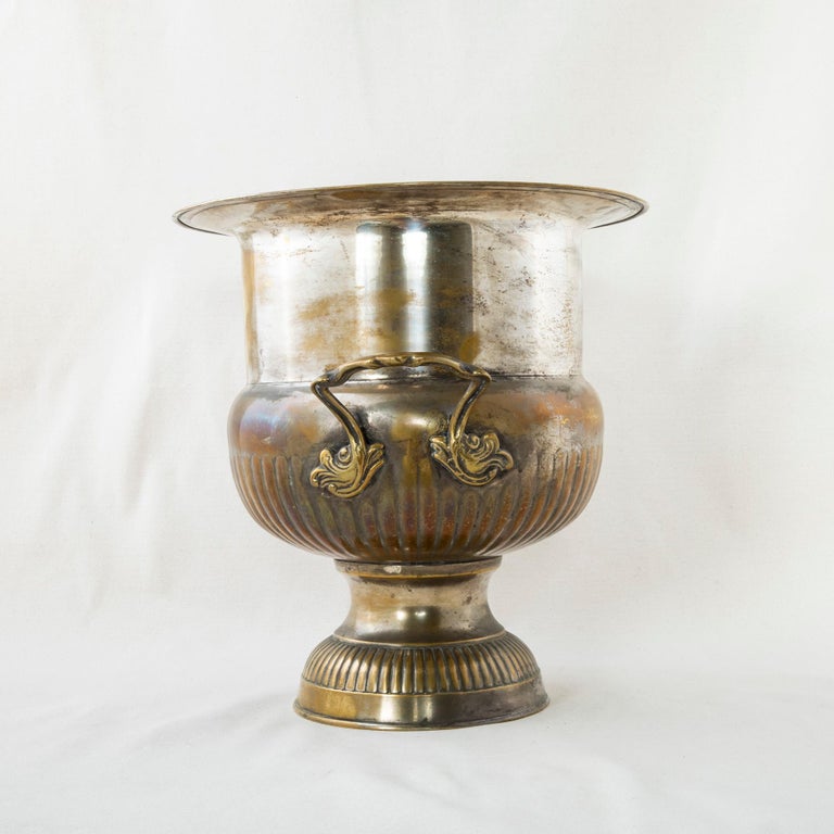 Large Mid20th Century French Silver Plate Champagne Bucket for Magnum
