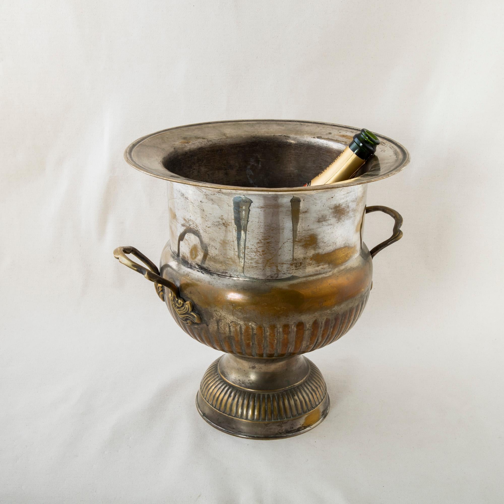 Large Mid-20th Century French Silver Plate Champagne Bucket for Magnum Bottle 2
