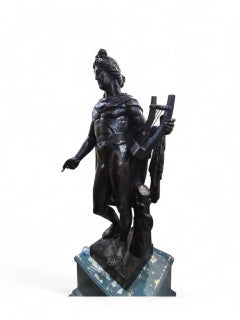 Large Mid-20th Century GREEK Bronze Sculpture of Apollo with Lyre