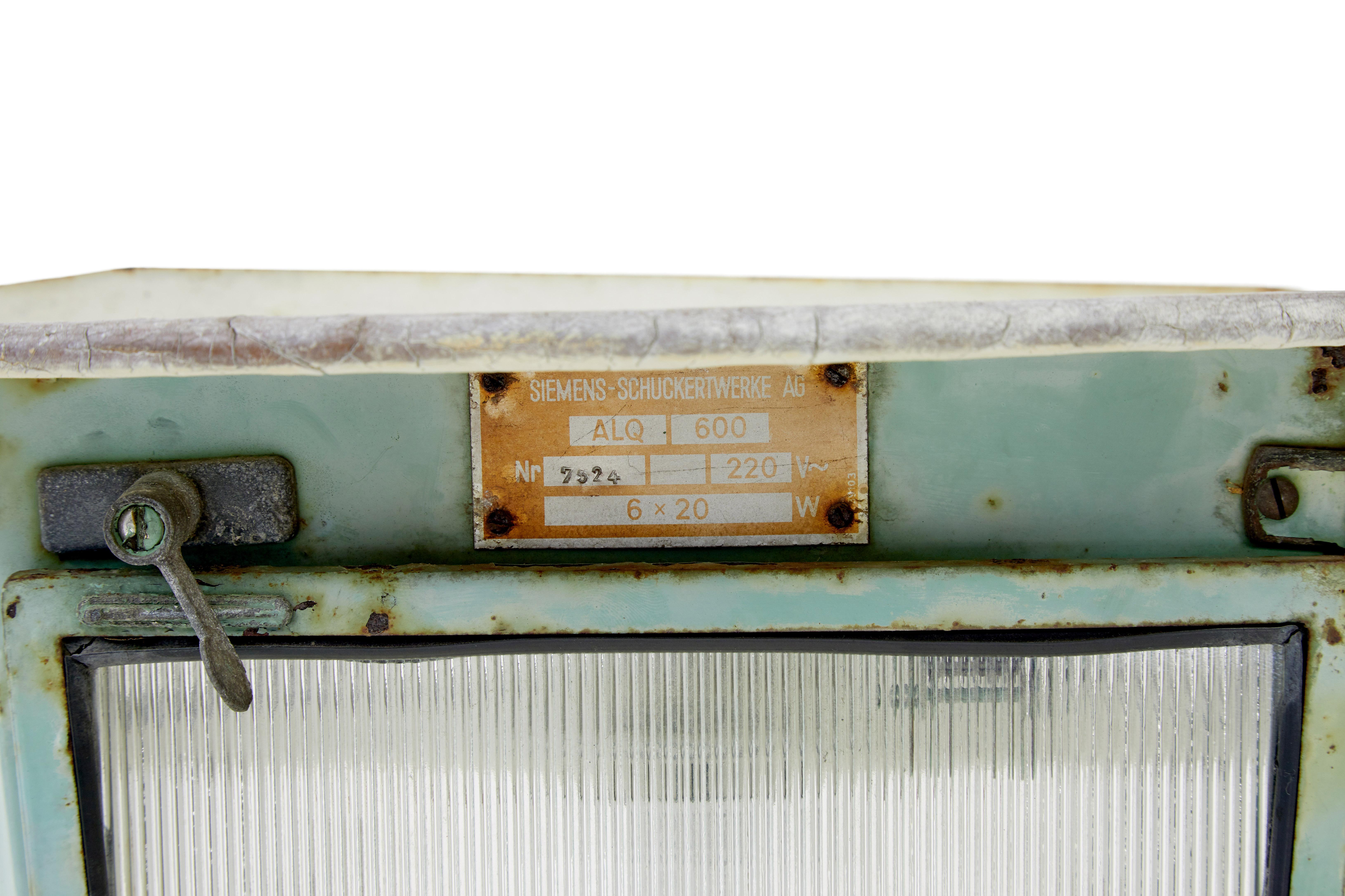 Large mid 20th century industrial Siemens light In Fair Condition For Sale In Debenham, Suffolk