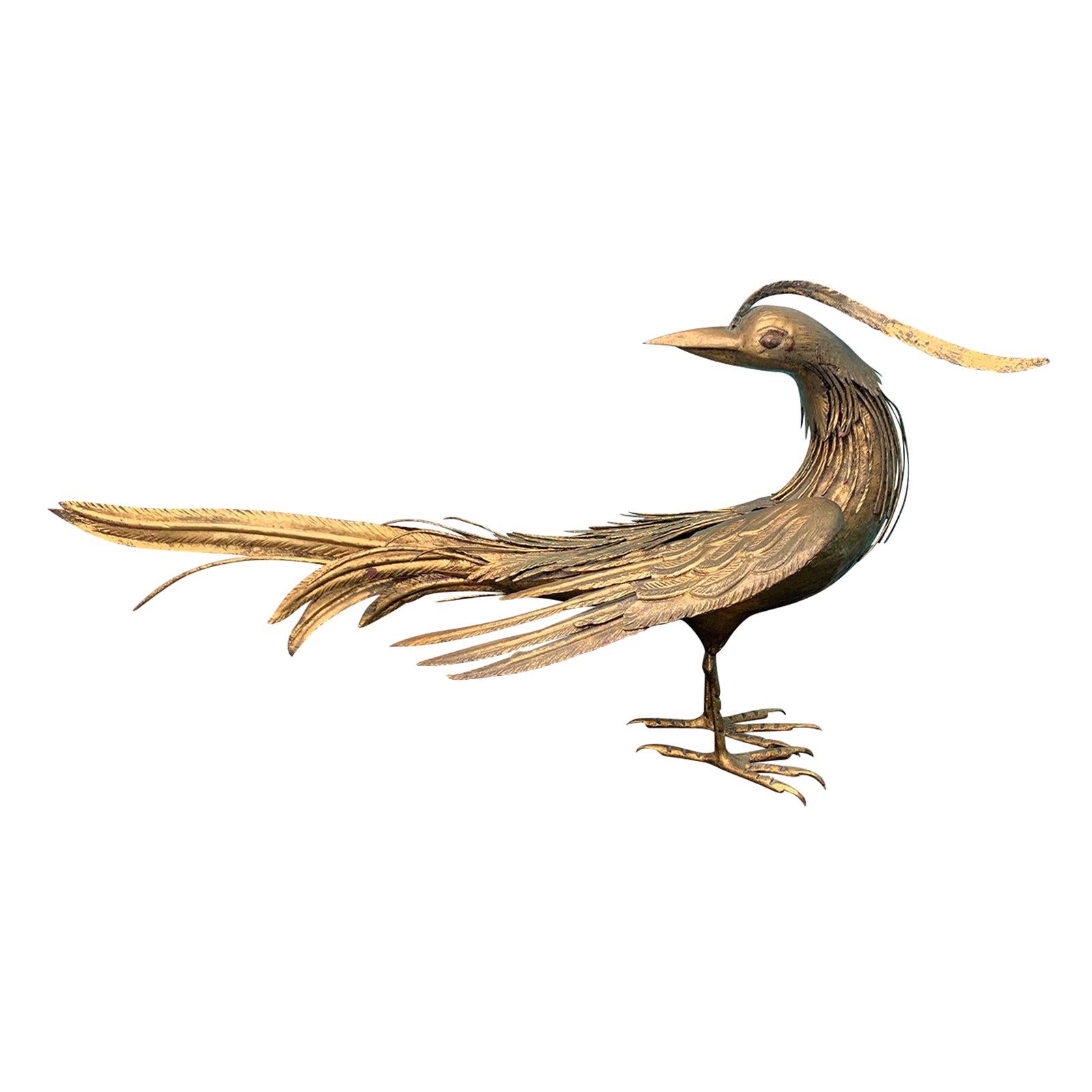 Large Mid-20th Century Italian Gilt Metal Bird