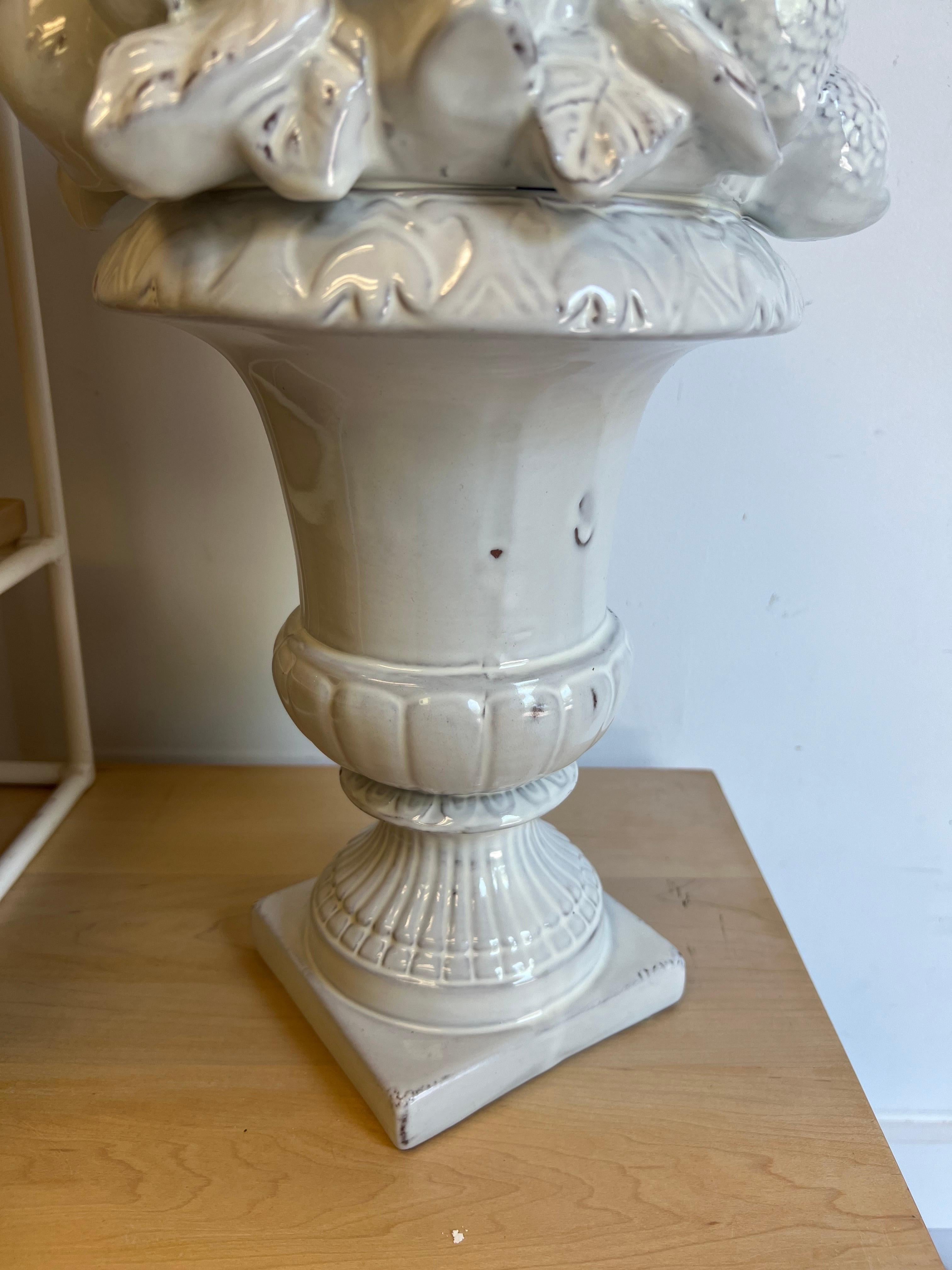 Aesthetic Movement Large Mid 20th Century Italian White Blanc De Chine Creamware Fruit Topiary For Sale