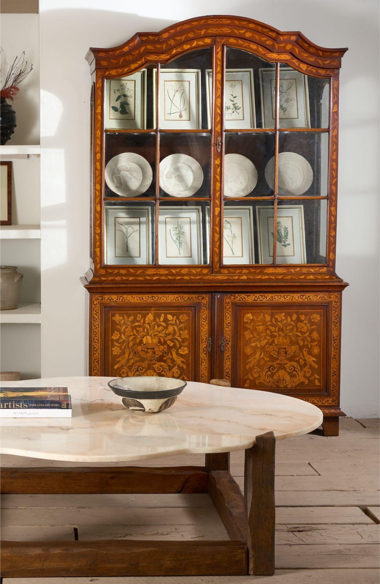 Grande table basse en chêne et pierre polie du milieu du 20e siècle en vente 7