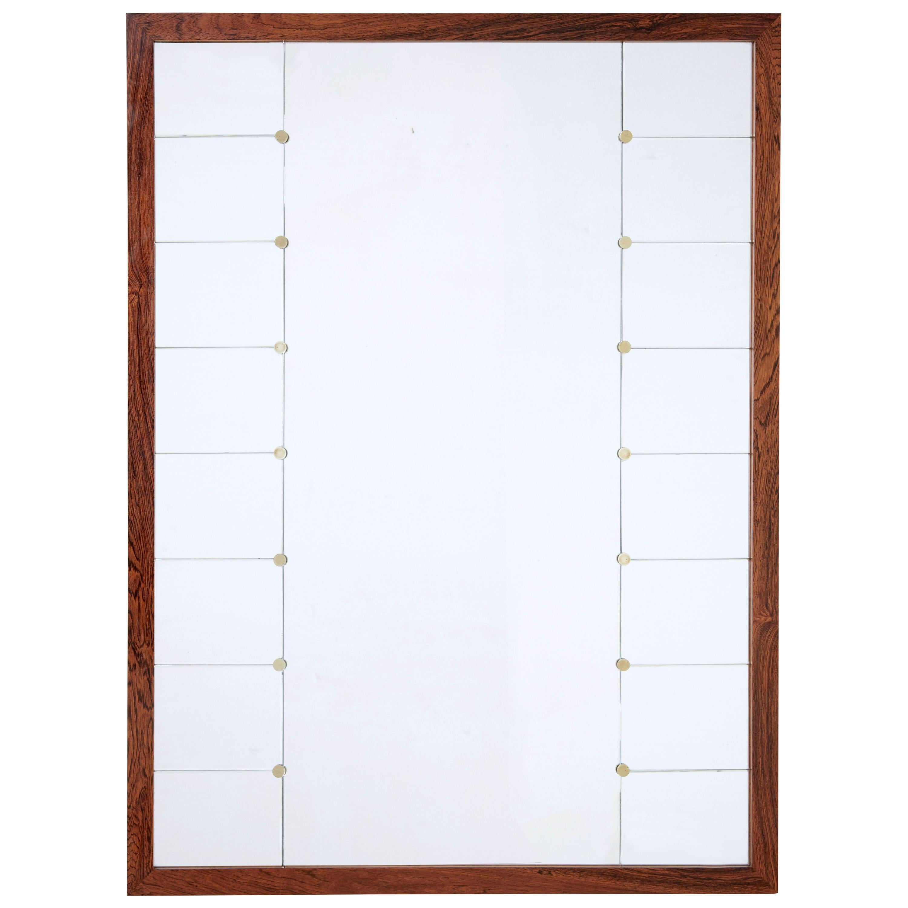 Large Mid-20th Century Palisander Wall Mirror by Glas and Tra