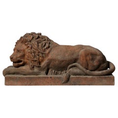 Vintage Large Mid-20th Century Terracotta Canova Lion