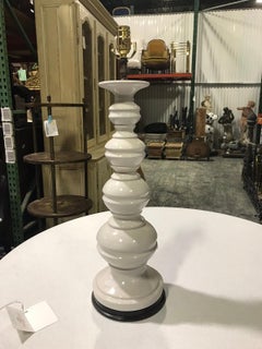 Large Mid-20th Century White Pottery Lamp