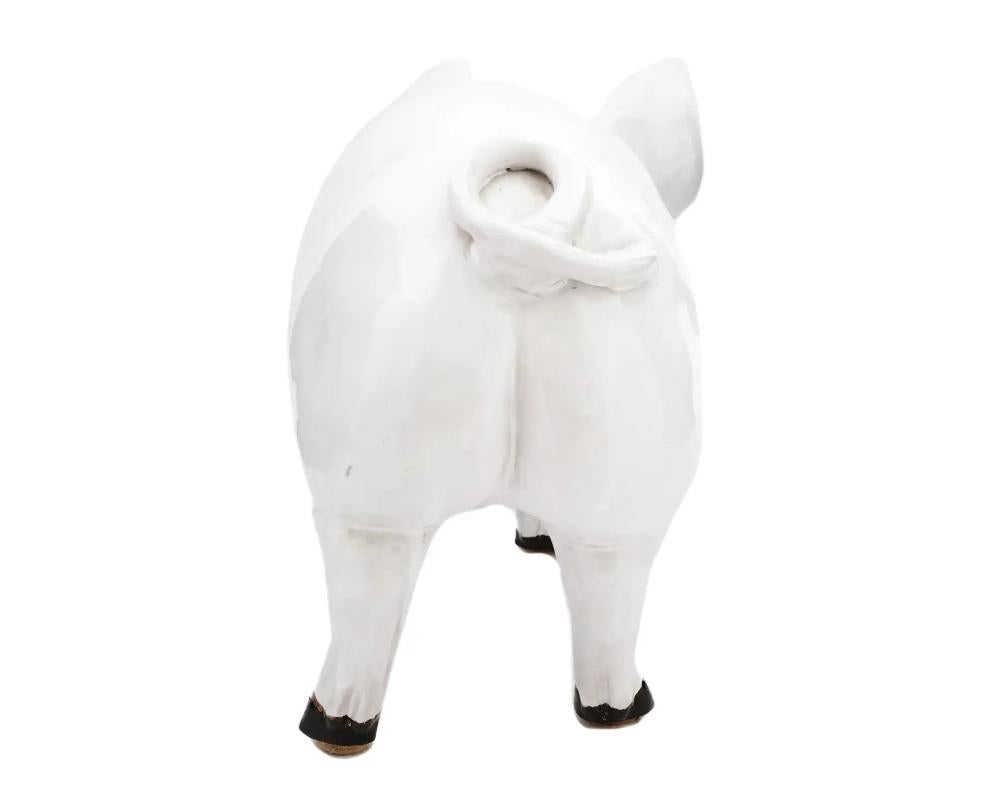 Large Mid Cent French Glazed Ceramic Pig Figurine 2