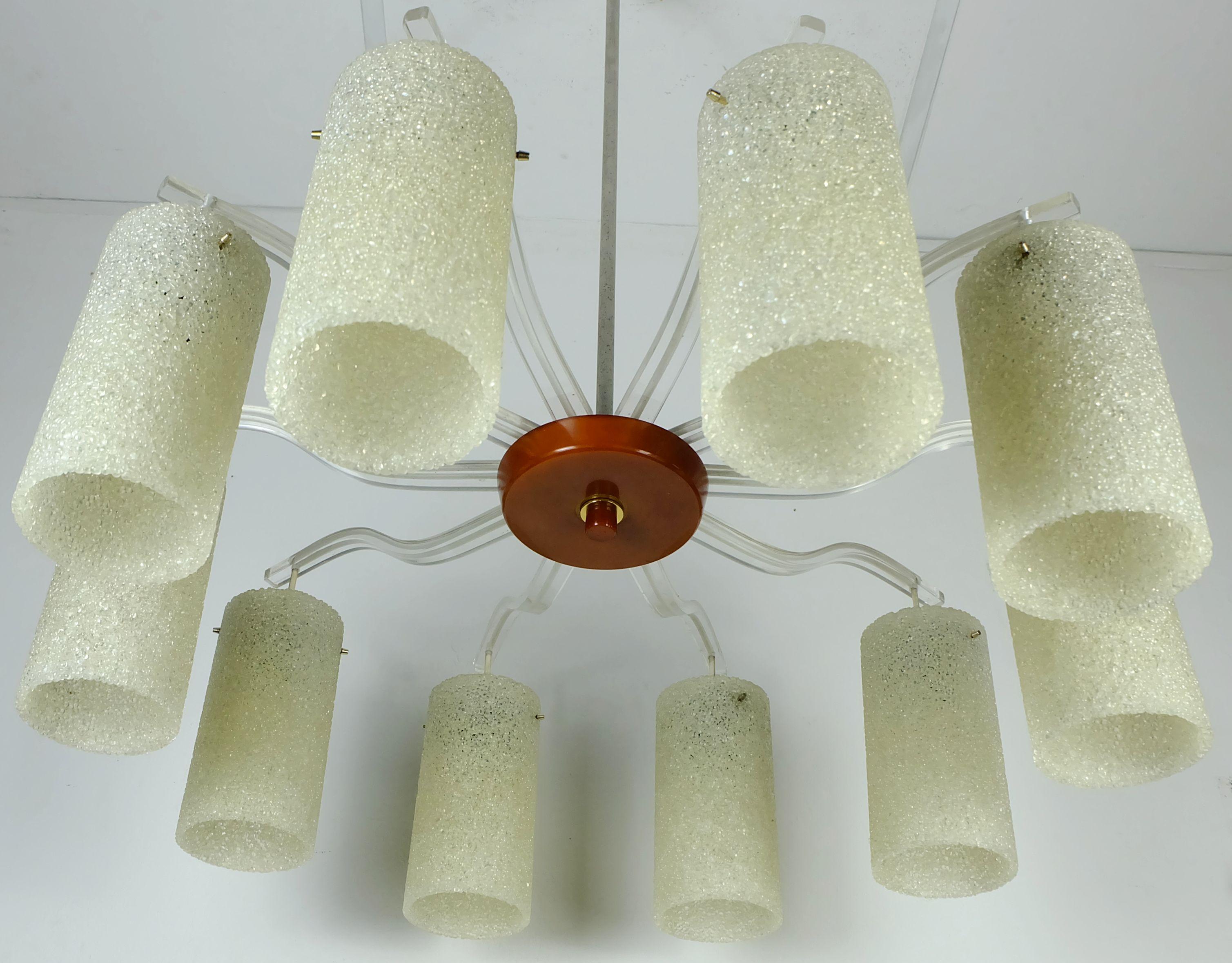 Grands abat-jour CHANDELIER du milieu du siècle dernier à 10 lumières en bakélite acrylique et granules de plastique en vente 5