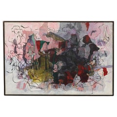 Large, Mid-Century Abstract Expressionist Painting by C. Swallows. 1959