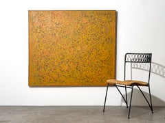 Large Mid Century Abstract Modern Oil Painting in Warm Layered Palette 1960s