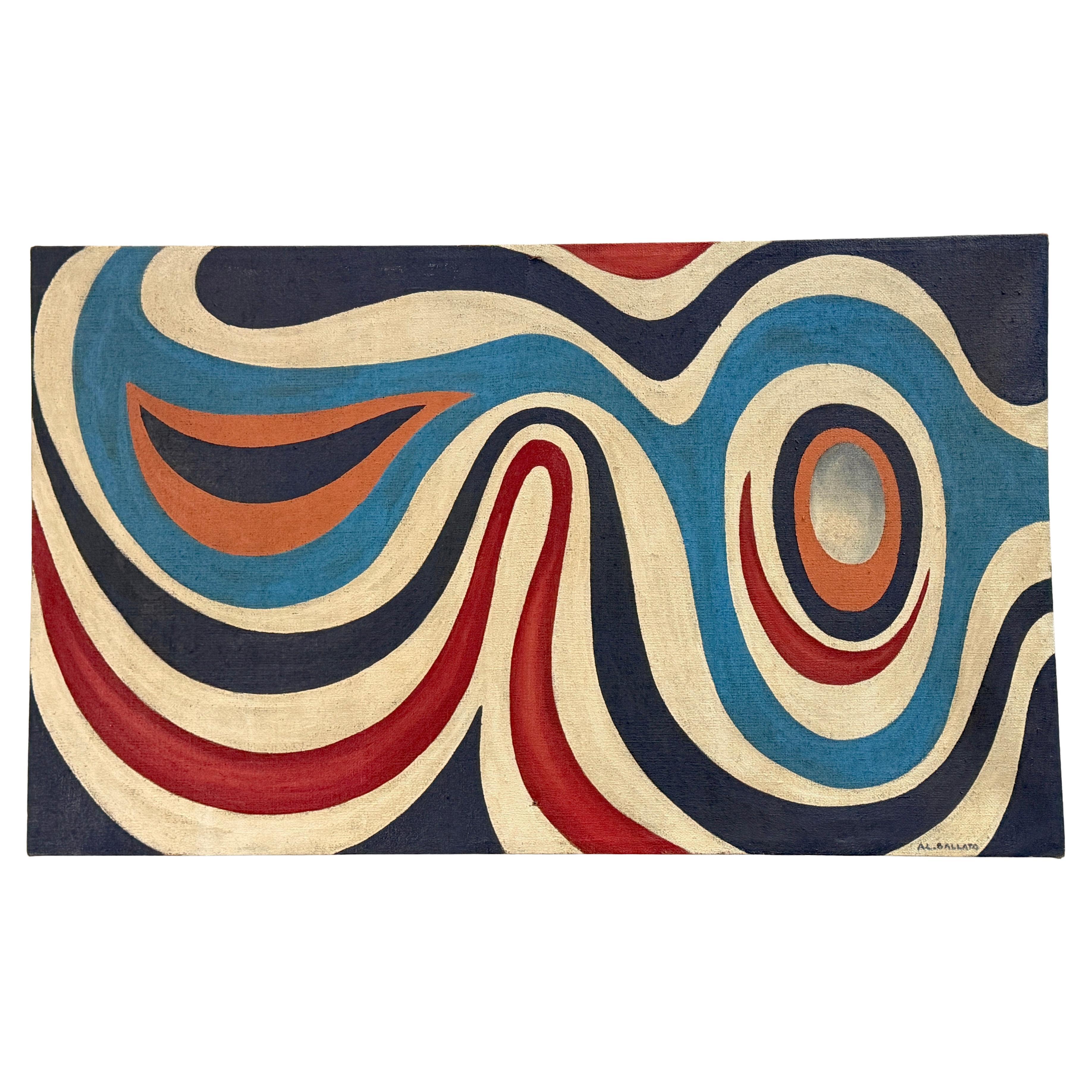 Large Mid Century abstract Oil on Burlap Alexander Calder School, Circa 1950s