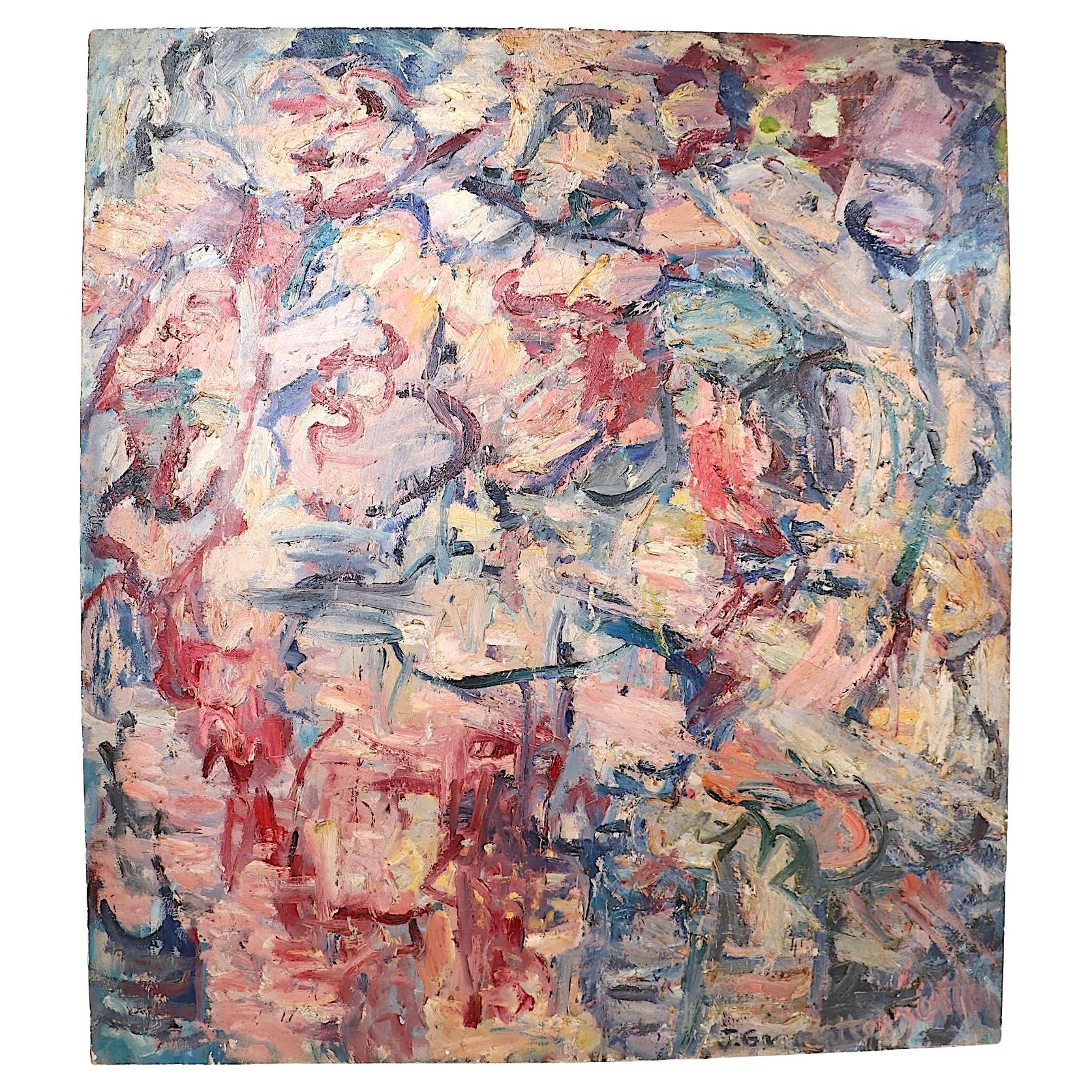 Large Mid Century Abstract Painting by Jules Granowitter c 1950/1960's For Sale