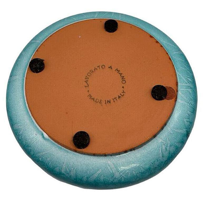 Cenicero grande de cerámica esmaltada turquesa estilo Aldo Londi de mediados de siglo en Excelente estado para la venta en Van Nuys, CA
