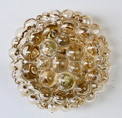 Large Mid-Century Amber Bubble Glass Flush Mount Attr. Helena Tynell for Limburg