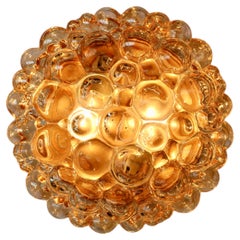 Large Mid-Century Amber Bubble Glass Flush Mount Attr. Helena Tynell for Limburg