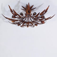 Large Mid-Century and Farmhouse style flush mount by Ferro Art, Spain, 1950s