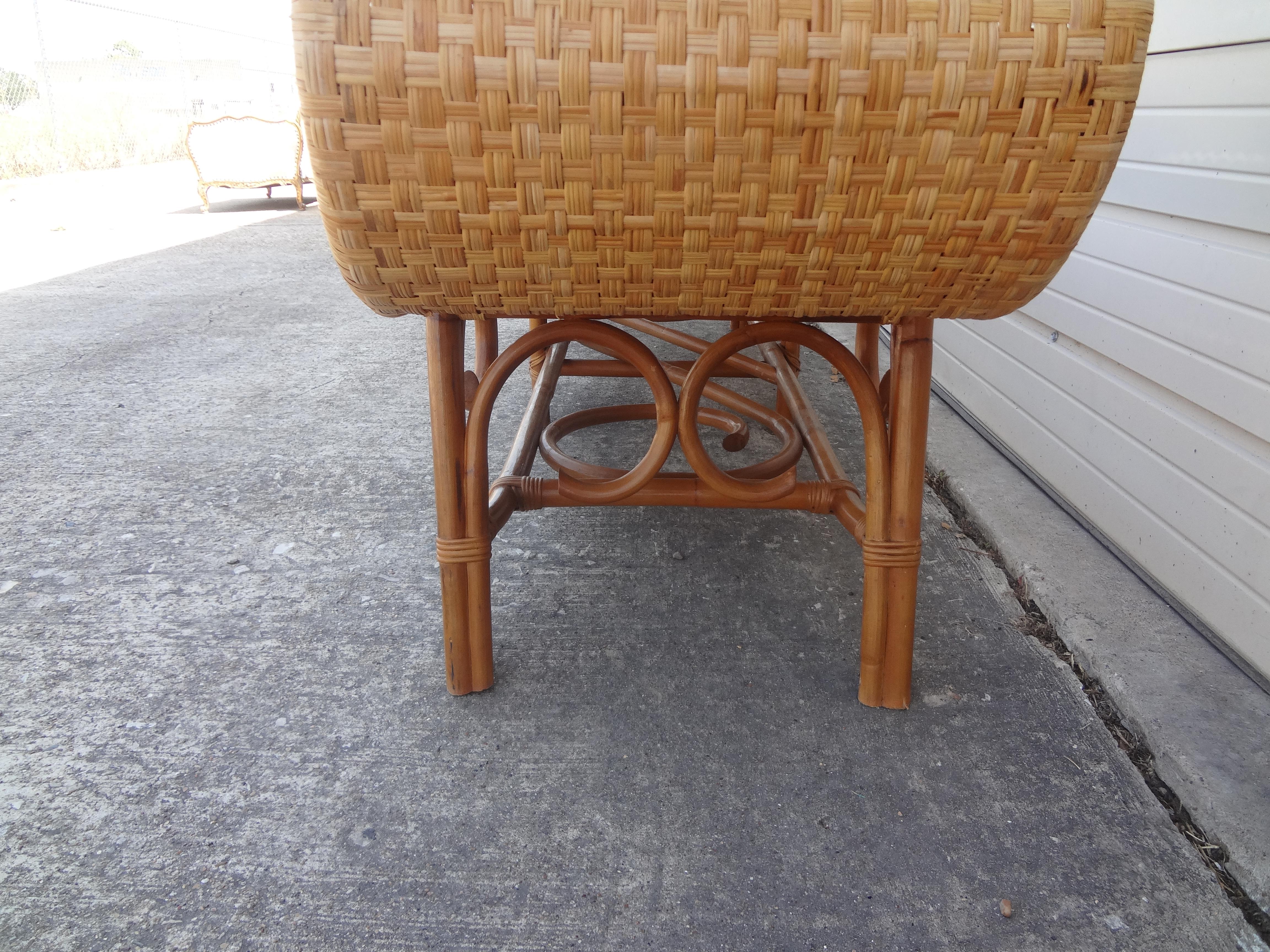 Large Midcentury Anglo-Indian Style Rattan Daybed or Bench In Good Condition In Houston, TX