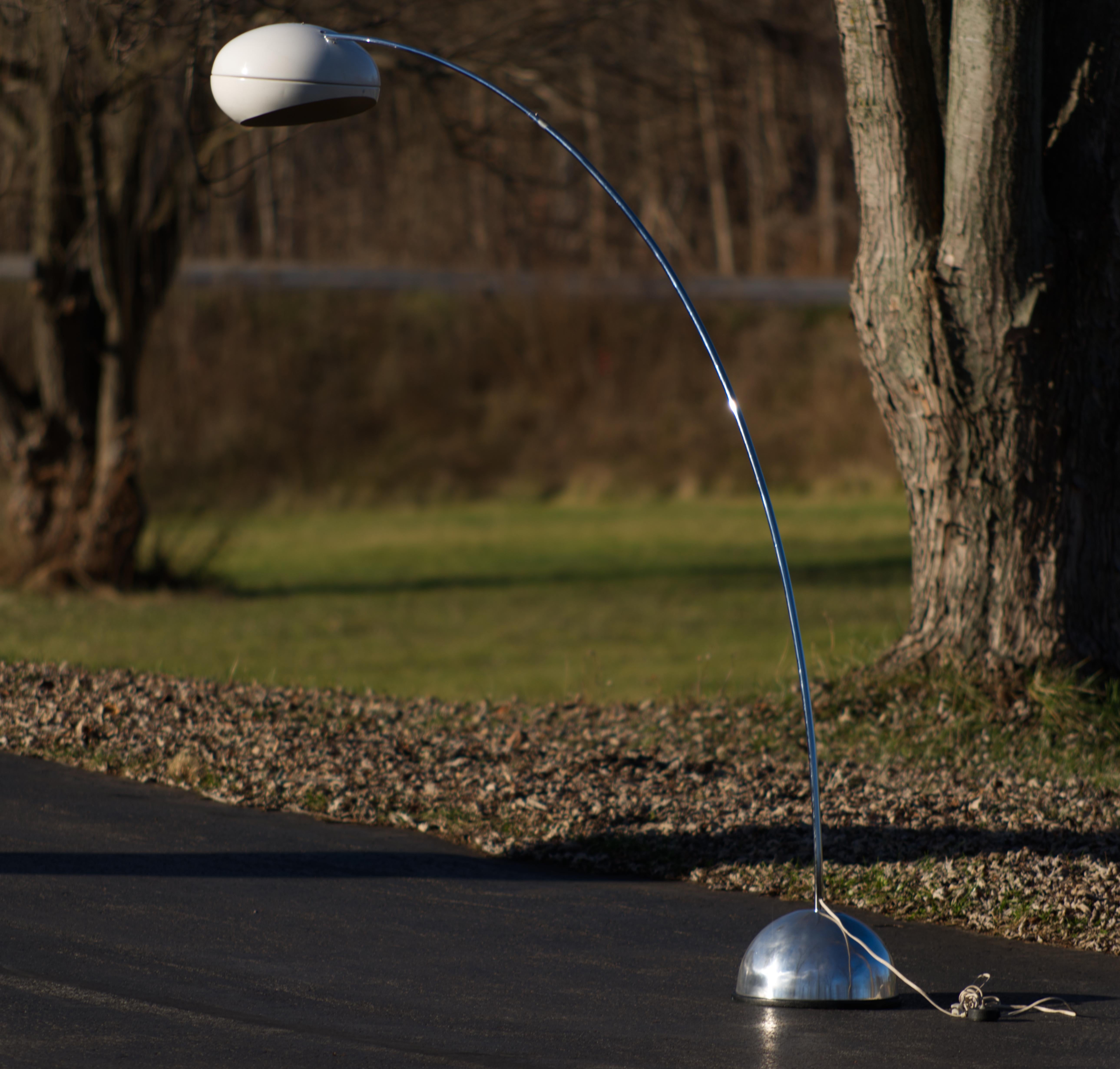 Aluminum Large Mid Century Arc Orb Lamp For Sale