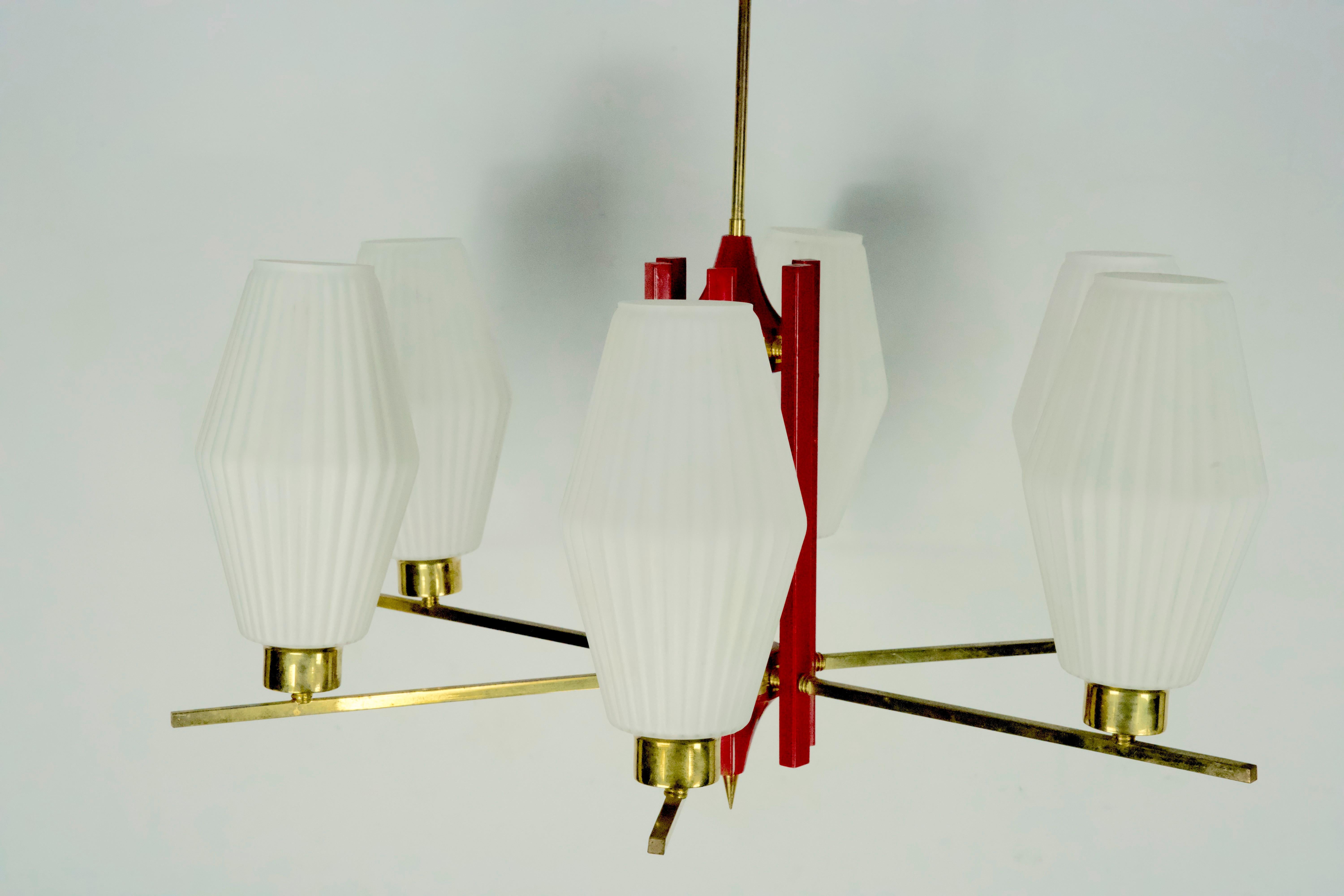 Grande lampadario di stile Arredoluce Monza di metà secolo. Design italiano degli anni '50 in vendita 3