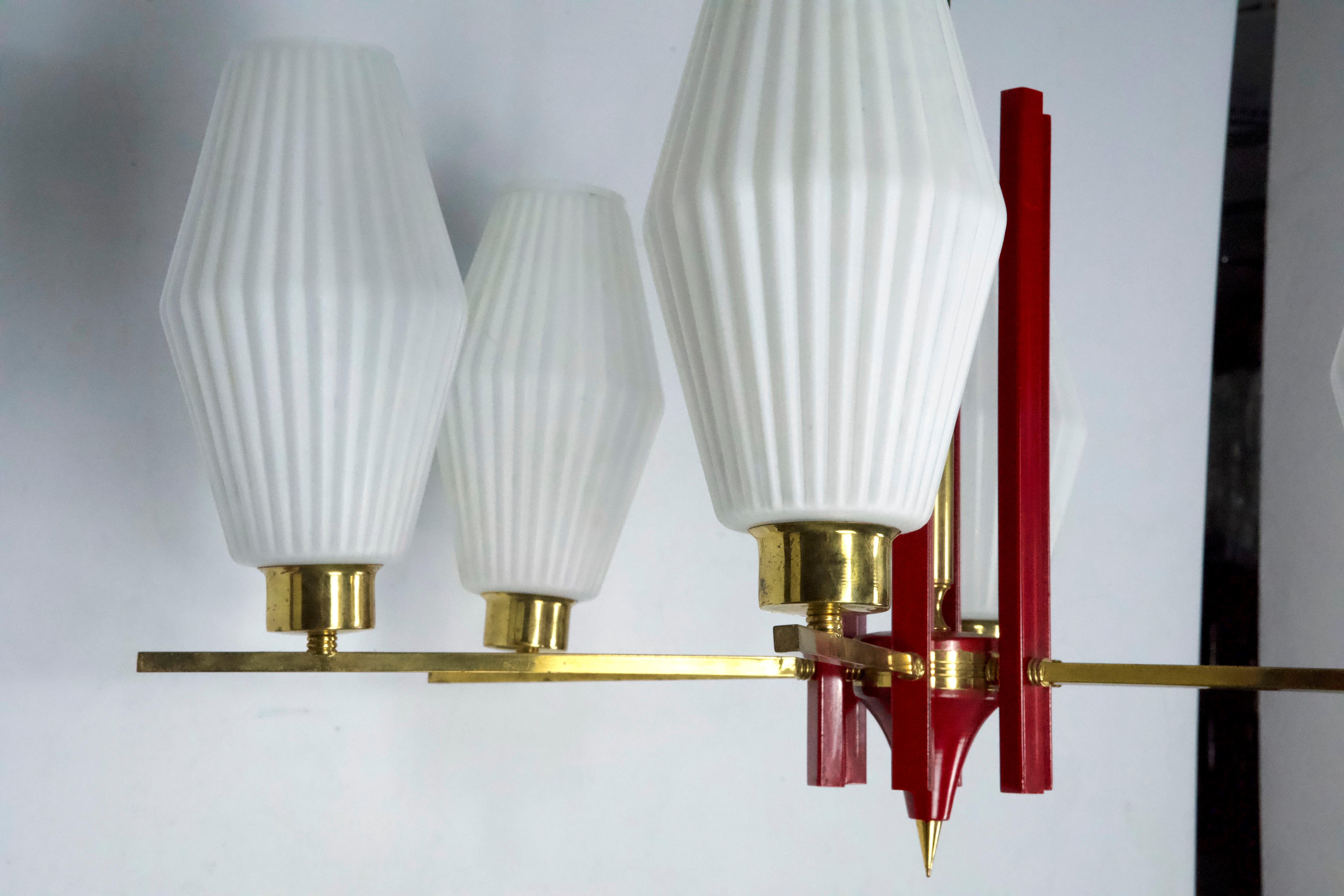 Grande lampadario di stile Arredoluce Monza di metà secolo. Design italiano degli anni '50 in vendita 5