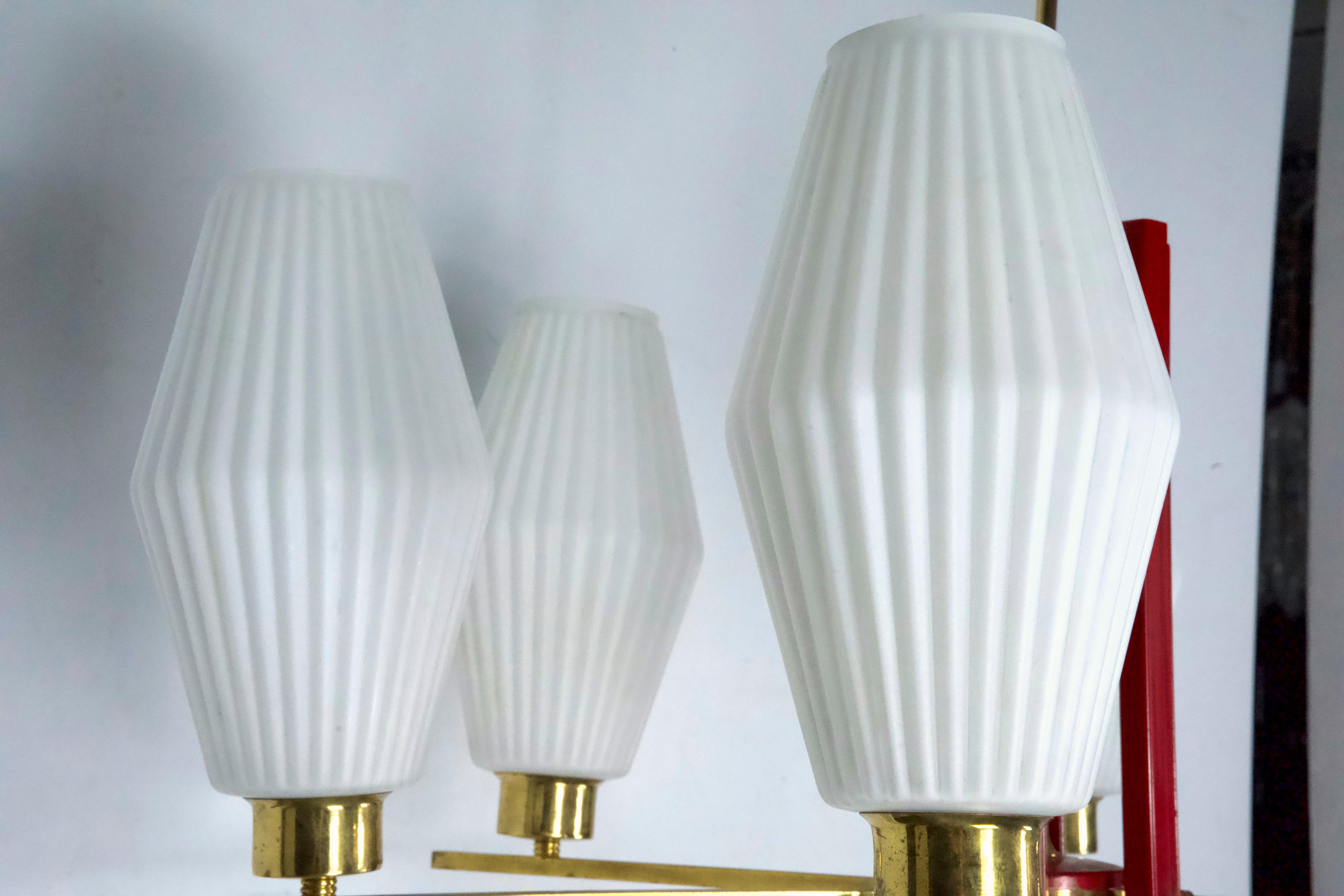 Grande lampadario di stile Arredoluce Monza di metà secolo. Design italiano degli anni '50 in vendita 6