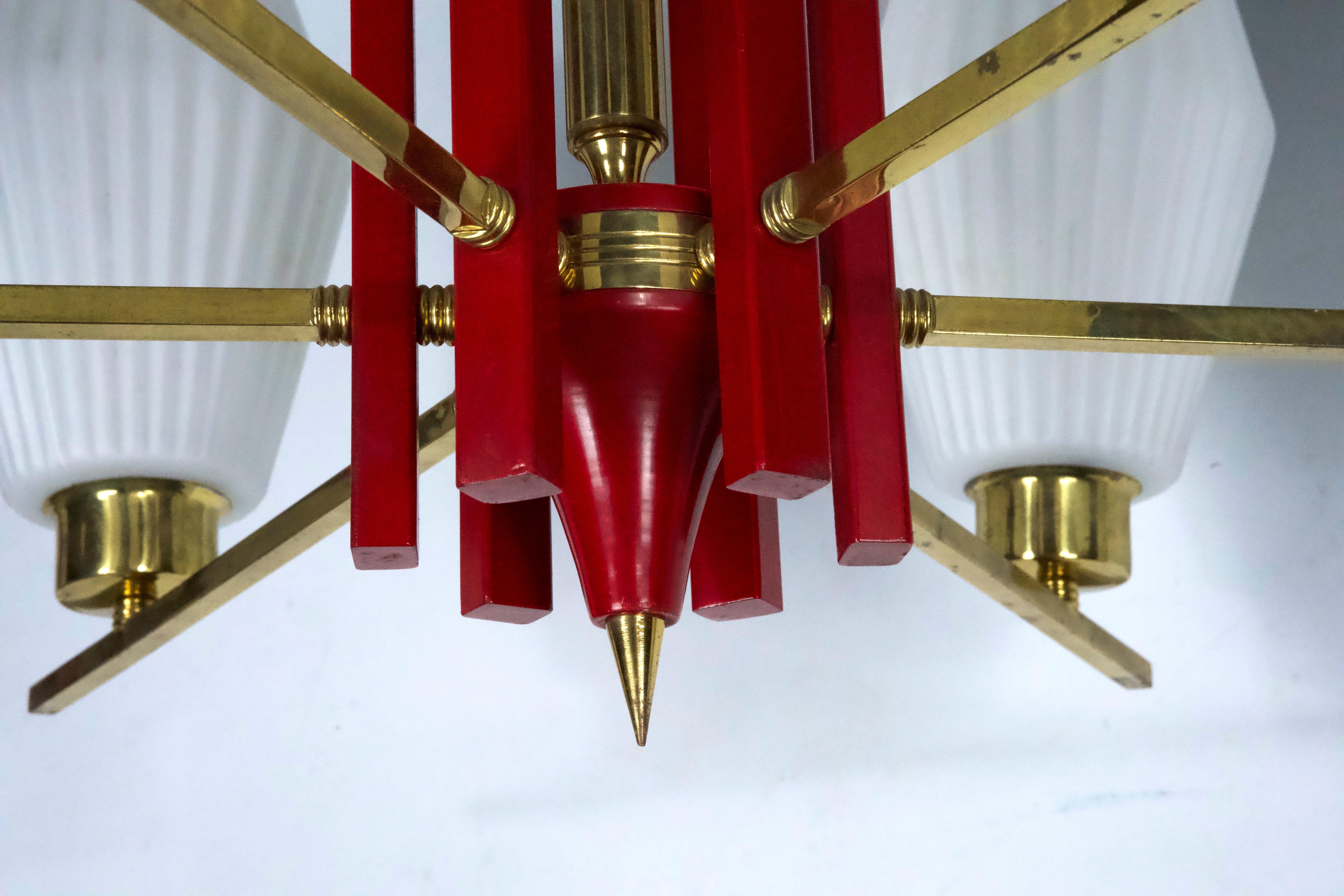 Grande lampadario di stile Arredoluce Monza di metà secolo. Design italiano degli anni '50 in vendita 9