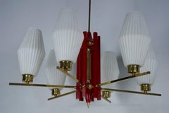 Large Mid-Century Arredoluce Monza manner chandelier. 1950s Italian design