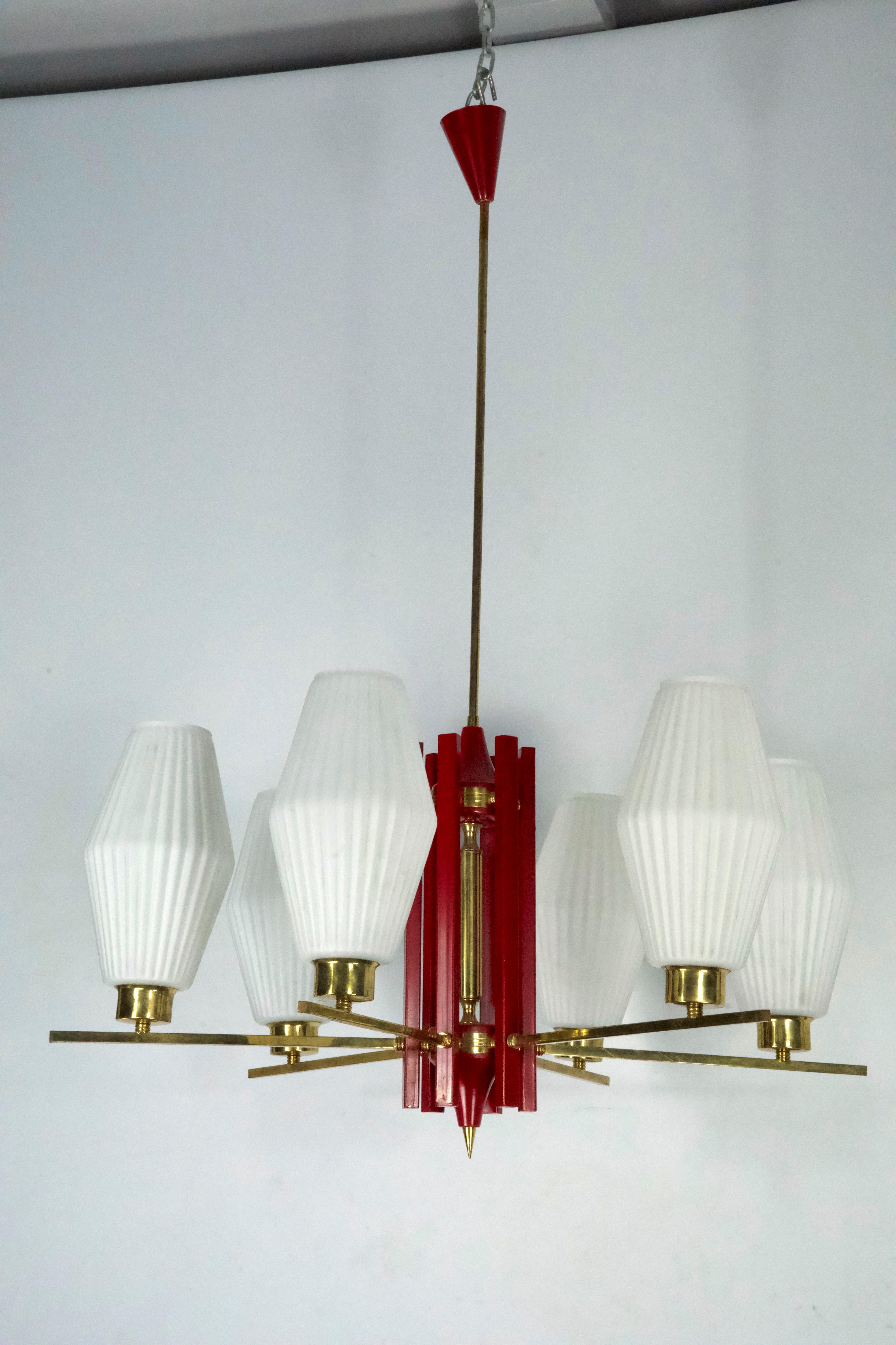 Grande lampadario di stile Arredoluce Monza di metà secolo. Design italiano degli anni '50 In condizioni buone in vendita a Catania, CT