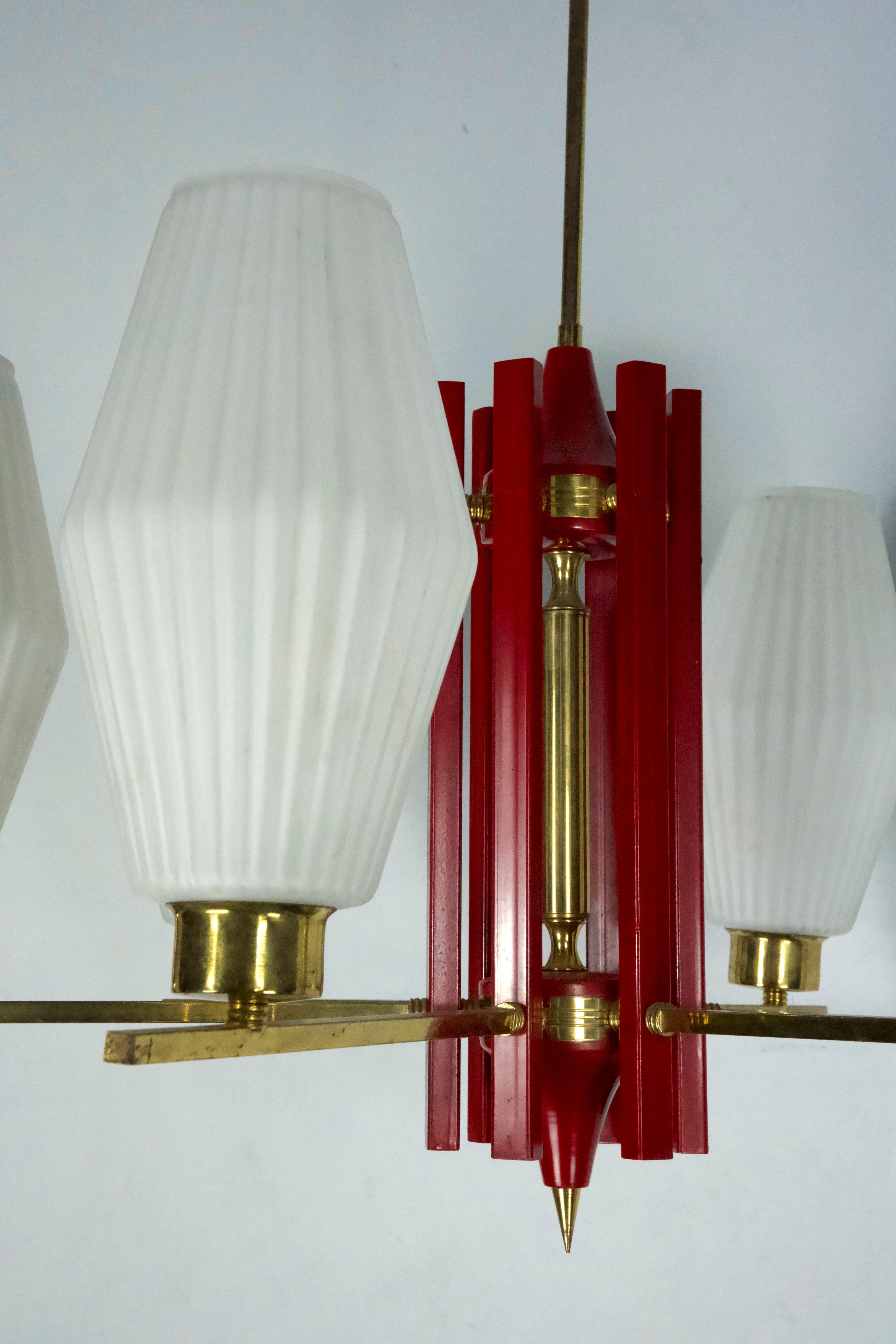 XX secolo Grande lampadario di stile Arredoluce Monza di metà secolo. Design italiano degli anni '50 in vendita