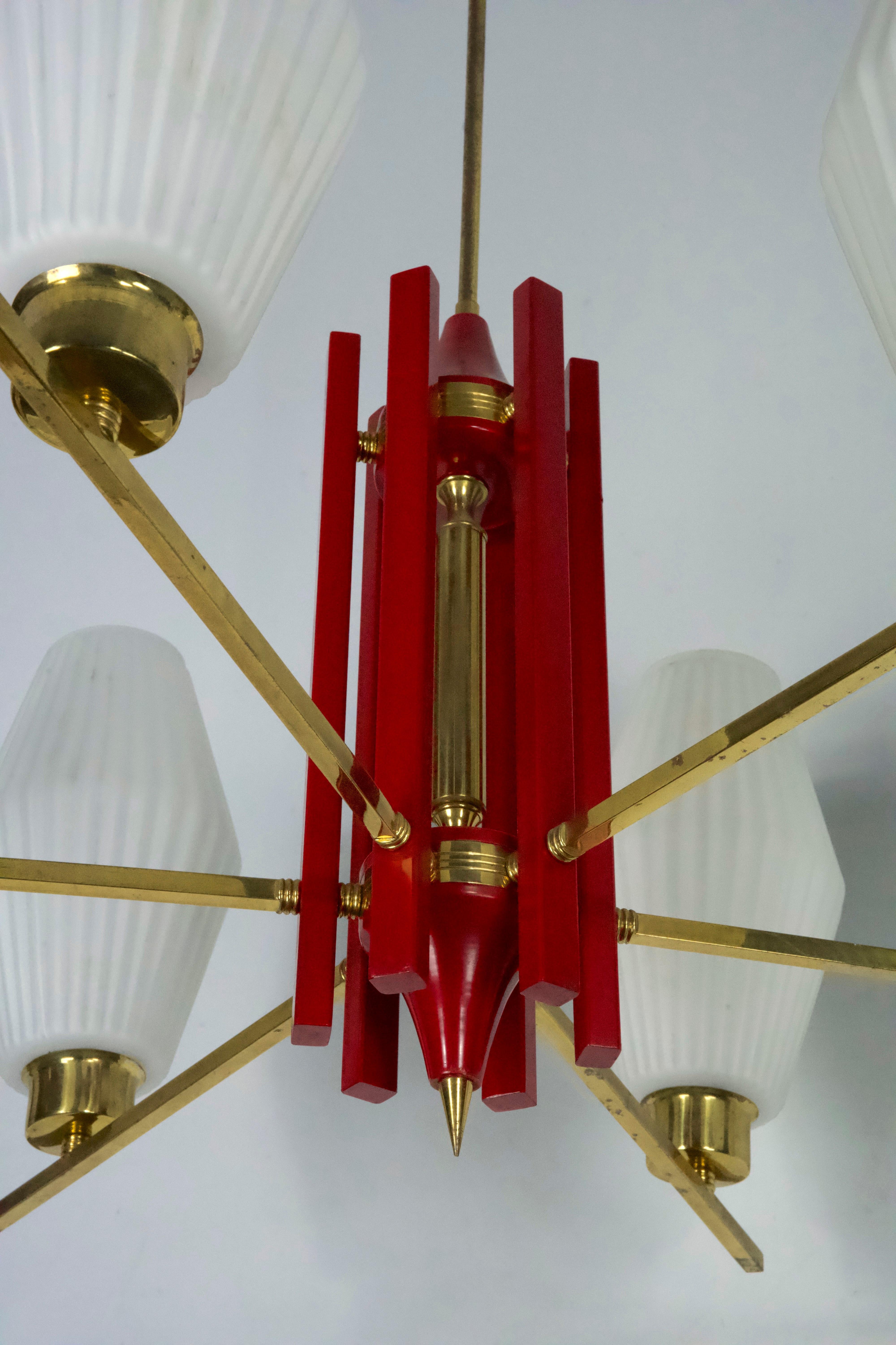 Grande lampadario di stile Arredoluce Monza di metà secolo. Design italiano degli anni '50 in vendita 1