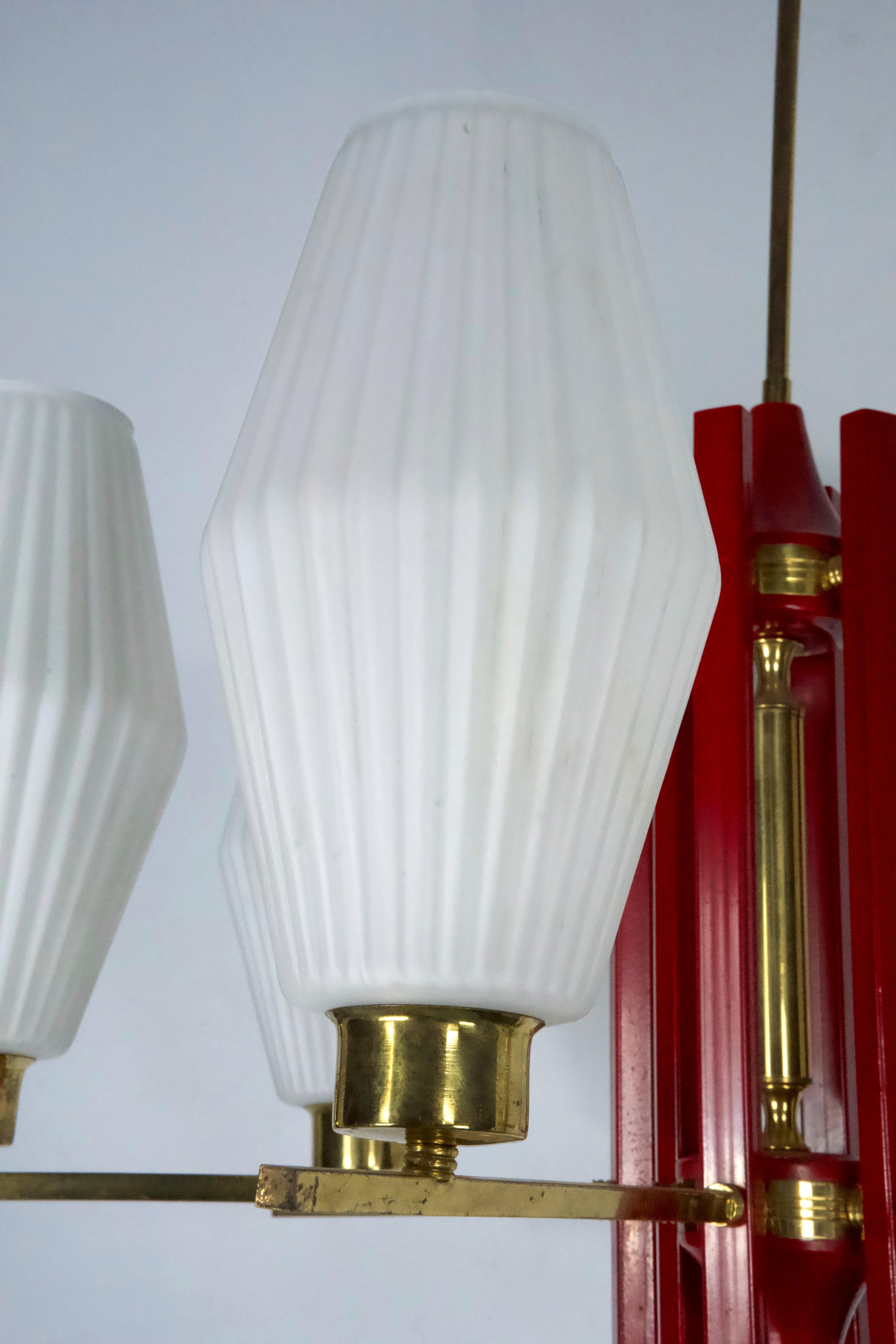 Grande lampadario di stile Arredoluce Monza di metà secolo. Design italiano degli anni '50 in vendita 2
