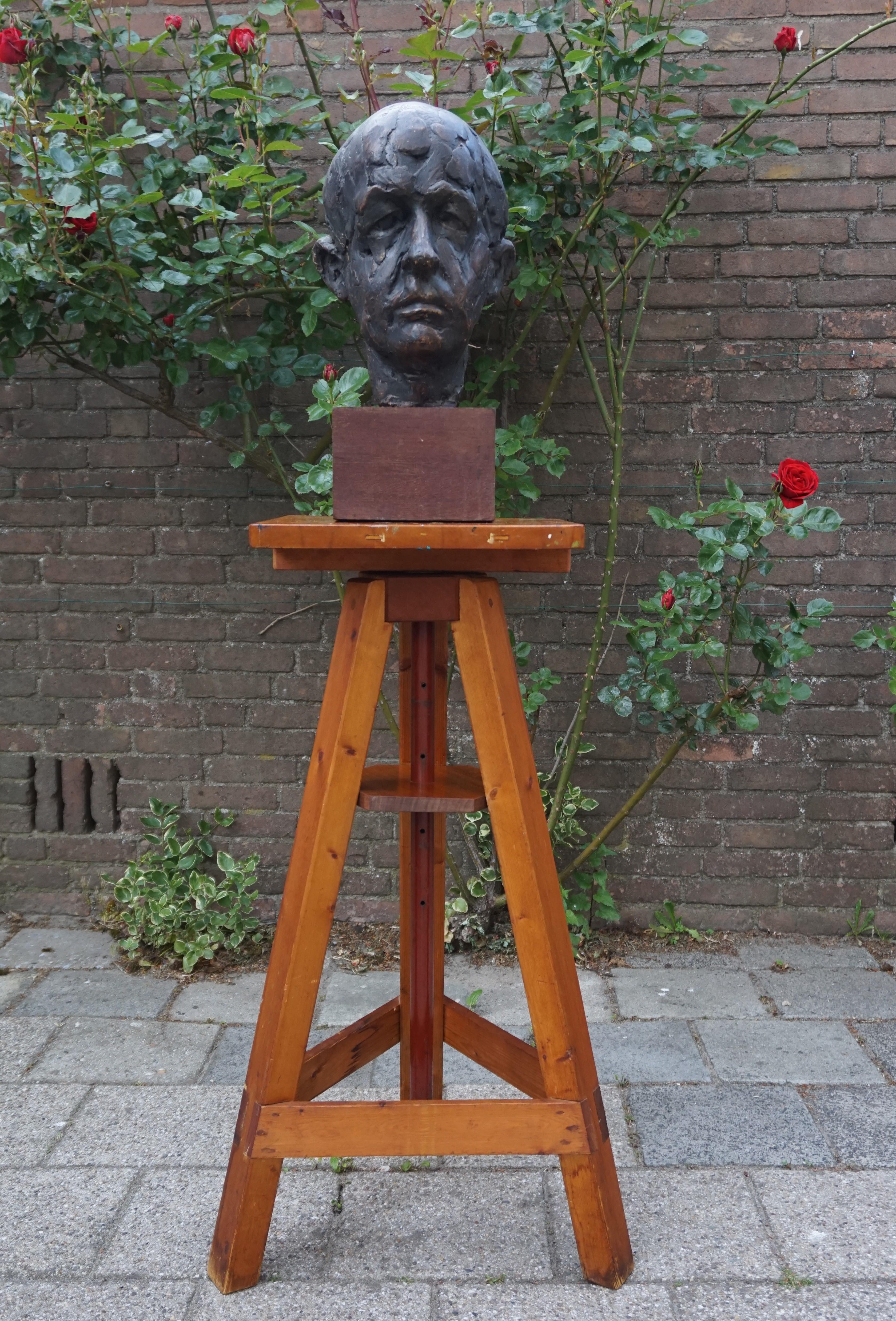 Large Mid Century Art Deco Style, Sculptors Studio Work Easel / Sculpture Stand In Good Condition In Lisse, NL