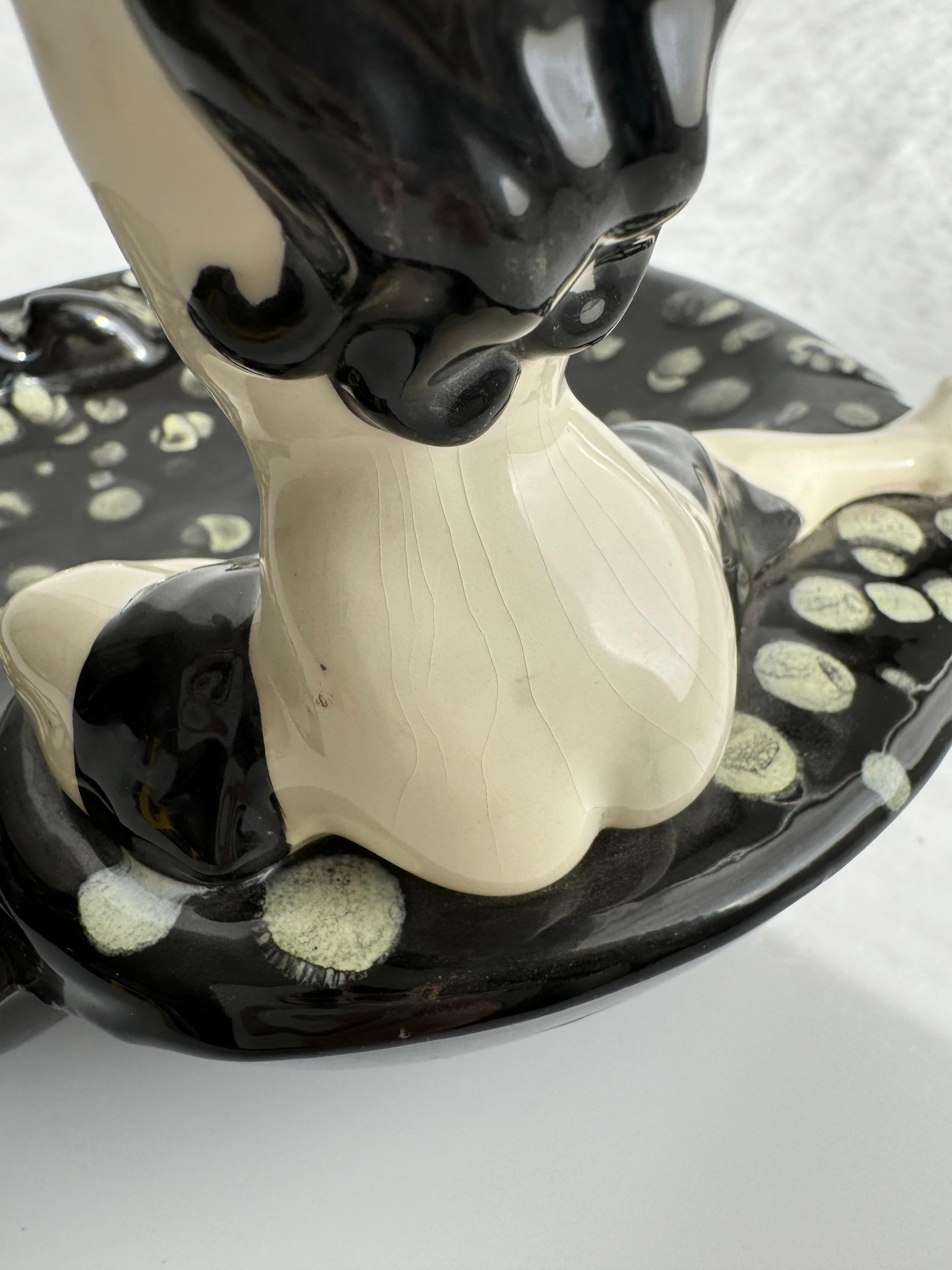 Large Mid-Century Black and White Nude Woman Ceramic Ashtray  For Sale 2
