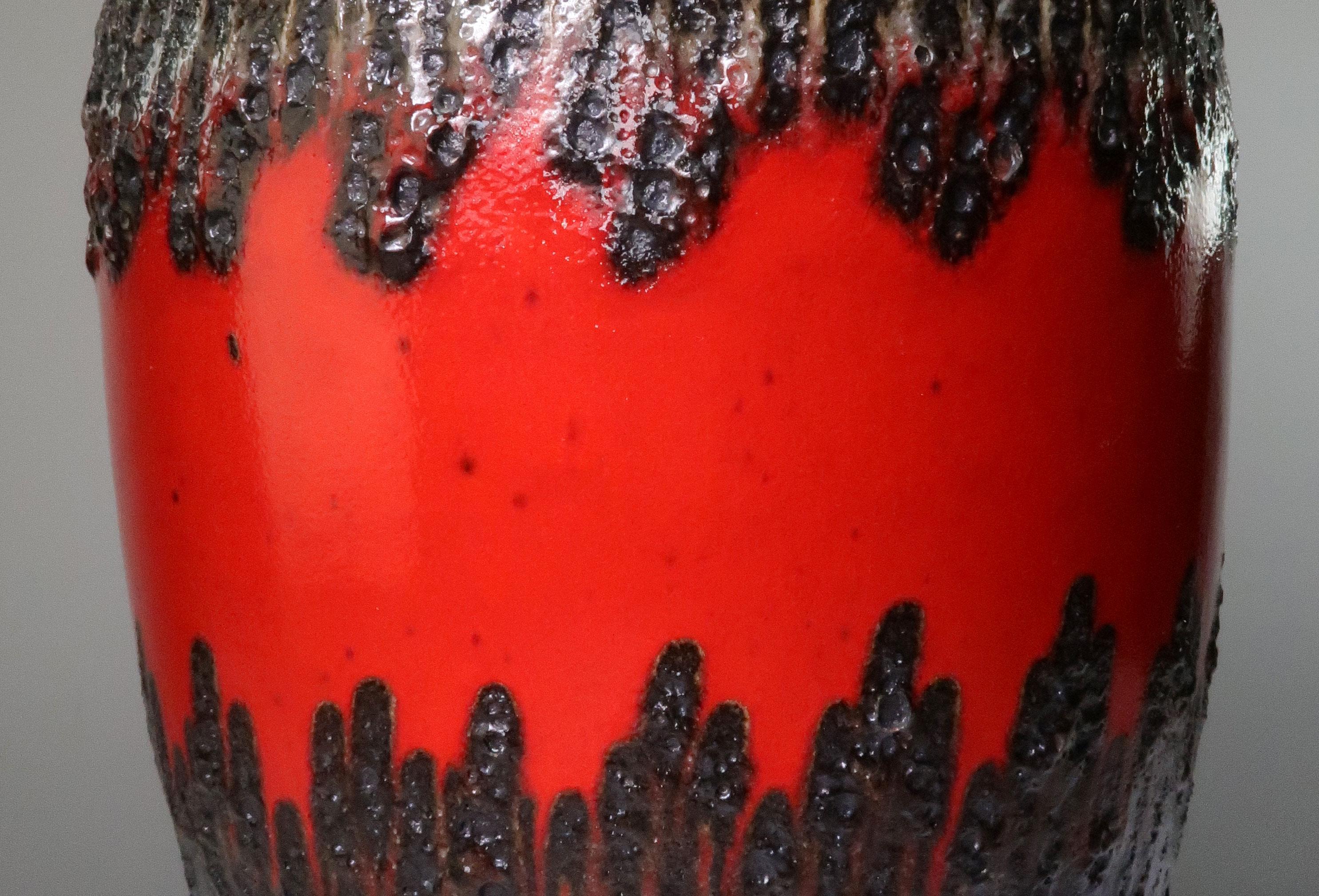 Mid-20th Century Large Midcentury Blood Red, Black, Brown Floor Vase by Bay Keramik, 1960s