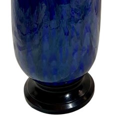 Large Midcentury Blue Porcelain Lamp