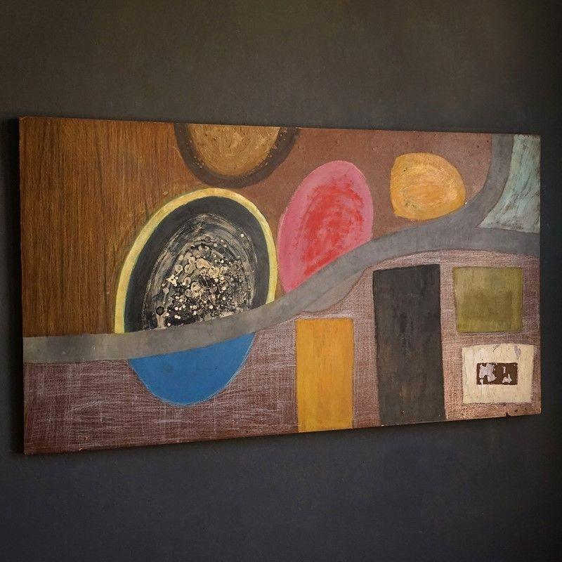 Large Mid Century Bold Abstract Mixed Media Painting 4