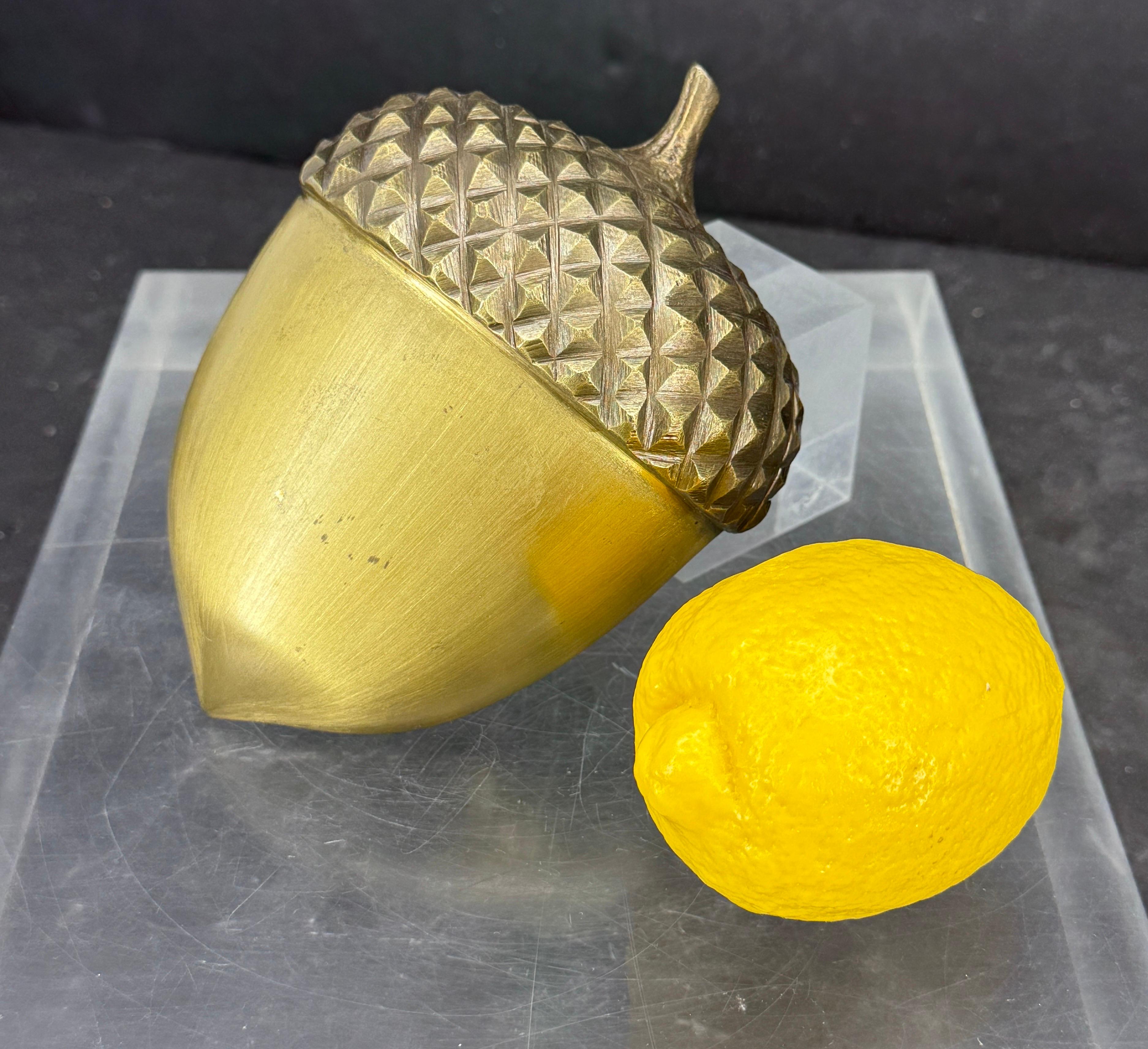 Cast Large Mid-Century Brass Acorn Door Knocker For Sale