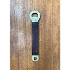 Large Mid-Century Brass and Teak Bottle Opener, 1960s