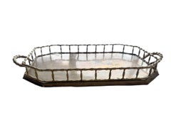 Large Mid Century Brass Bamboo Style Tray