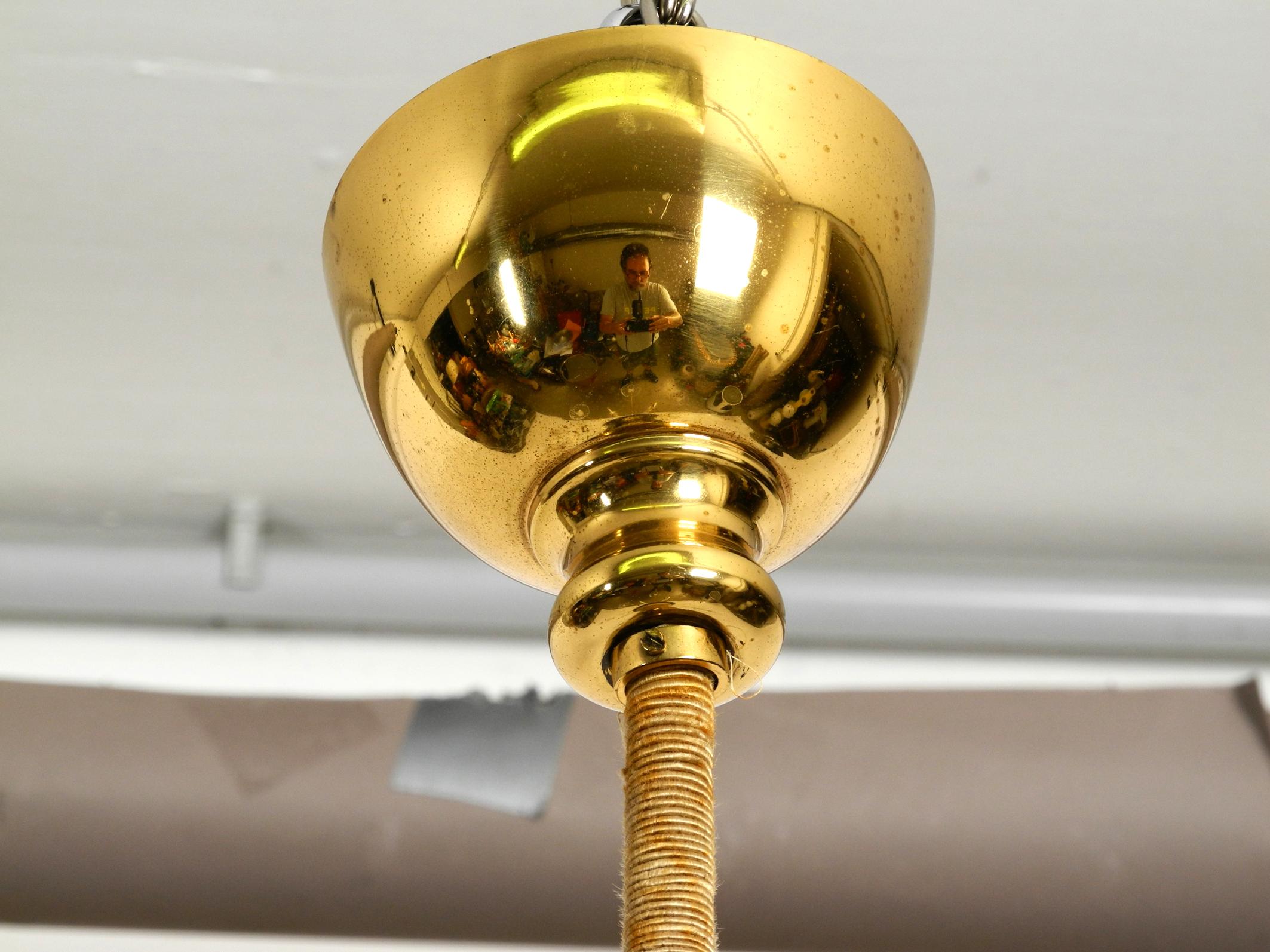 Large Midcentury Brass Chandelier with 7 Arms by the Vereinigten Werkstätten 12